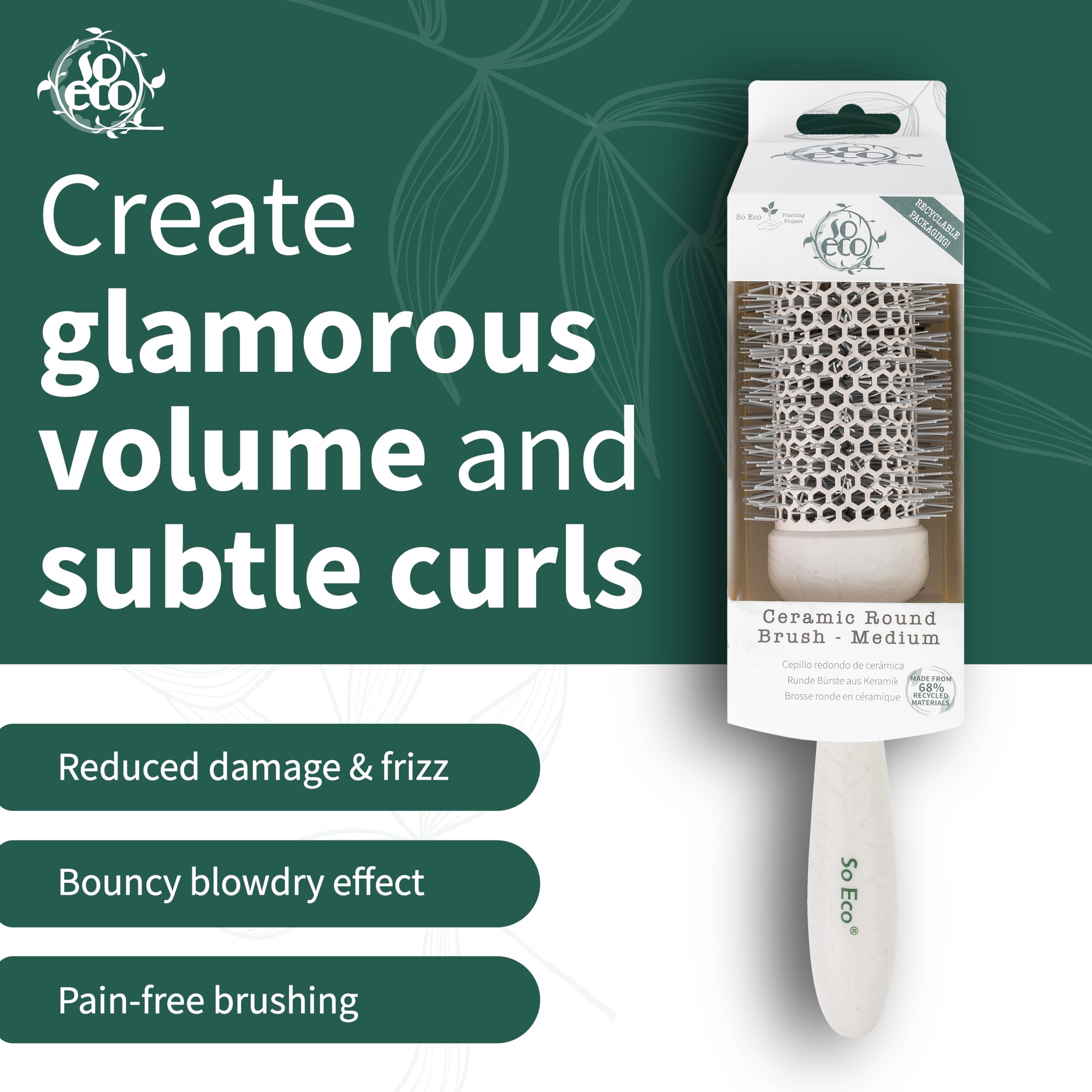 So Eco Medium 43mm Thermo Ceramic Round Brush for Volumising & Sleek Styling 3