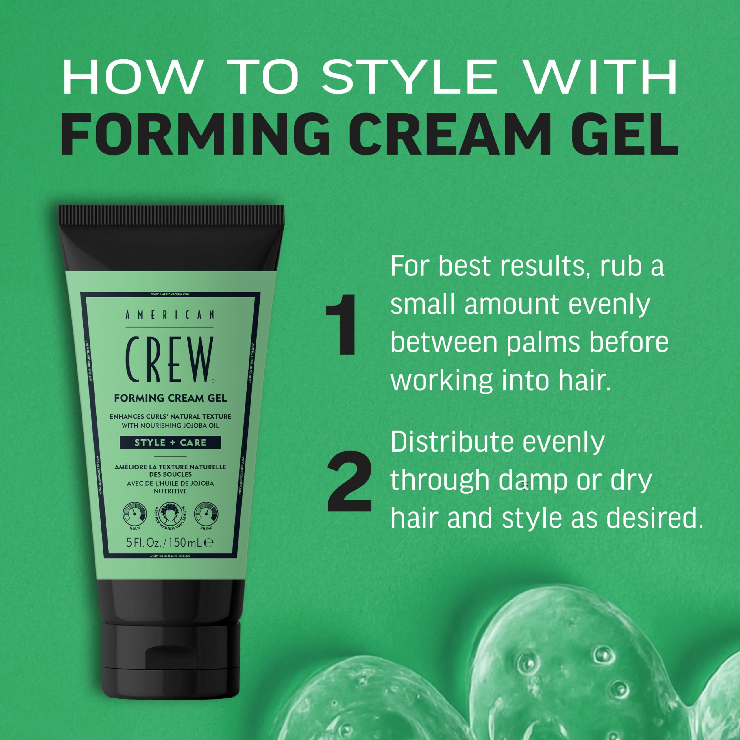 American Crew Forming Cream Gel - Hybrid Curl Defining Hair Cream for Men 4