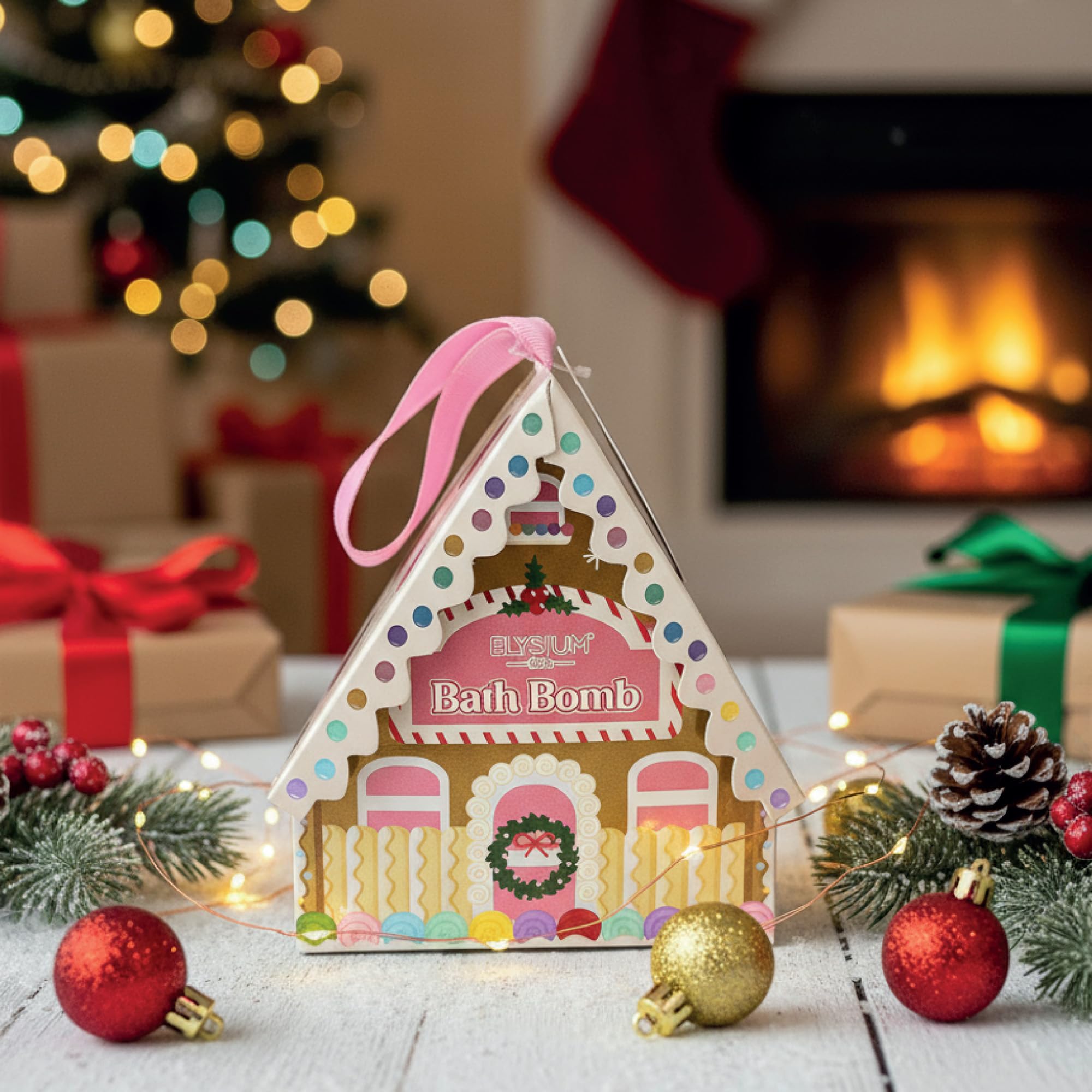 Elysium Spa Gingerbread House Bath Bomb Gift with Warming Berries & Spice Scent
