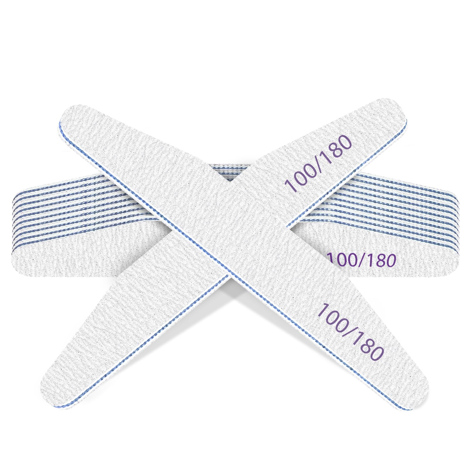 MOXYOY 10PCS Double-Sided Nail Files 100/180 Grit Emery Boards for Home & Salon Use