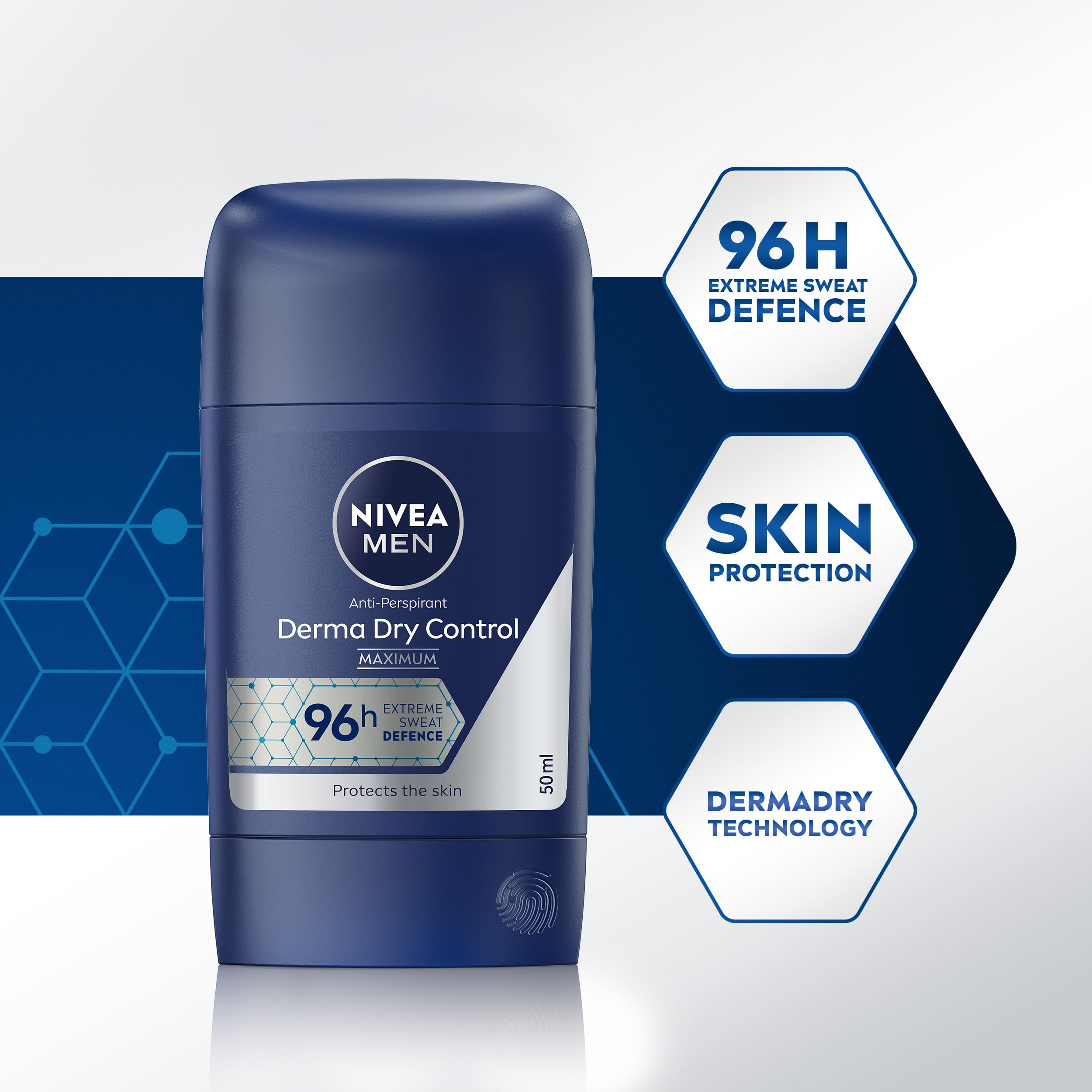 NIVEA MEN Derma Dry Control Stick Anti-Perspirant Deodorant for Men, 96H Sweat Protection 5