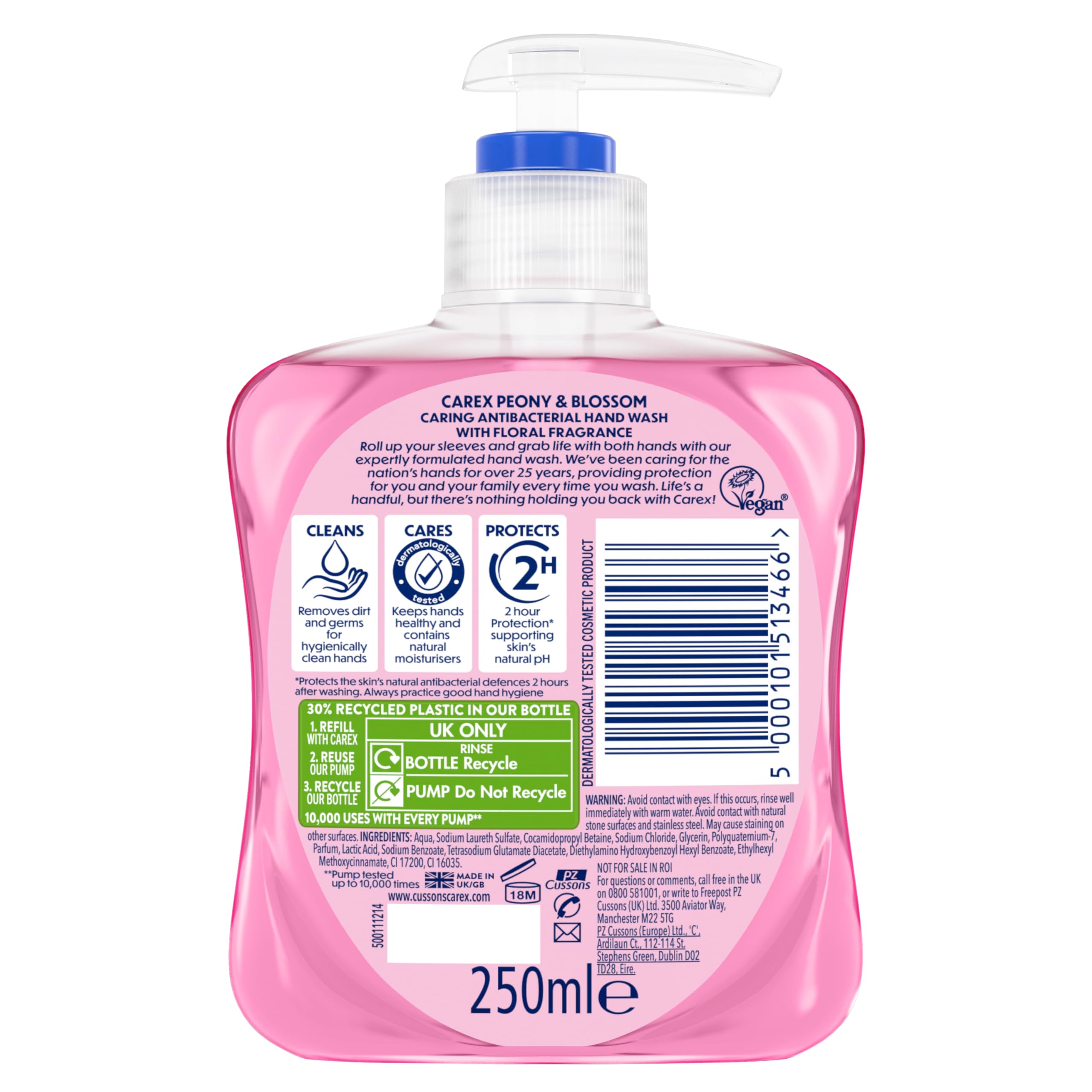 Carex Antibacterial Hand Wash with Peony & Blossom Scent - 2 Hour Protection 3