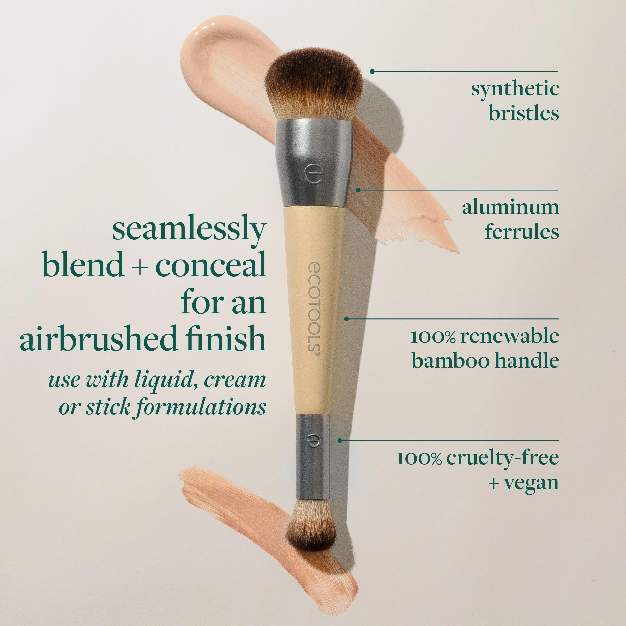 EcoTools Blend + Conceal Dual-Ended Makeup Brush for Foundation and Concealer
