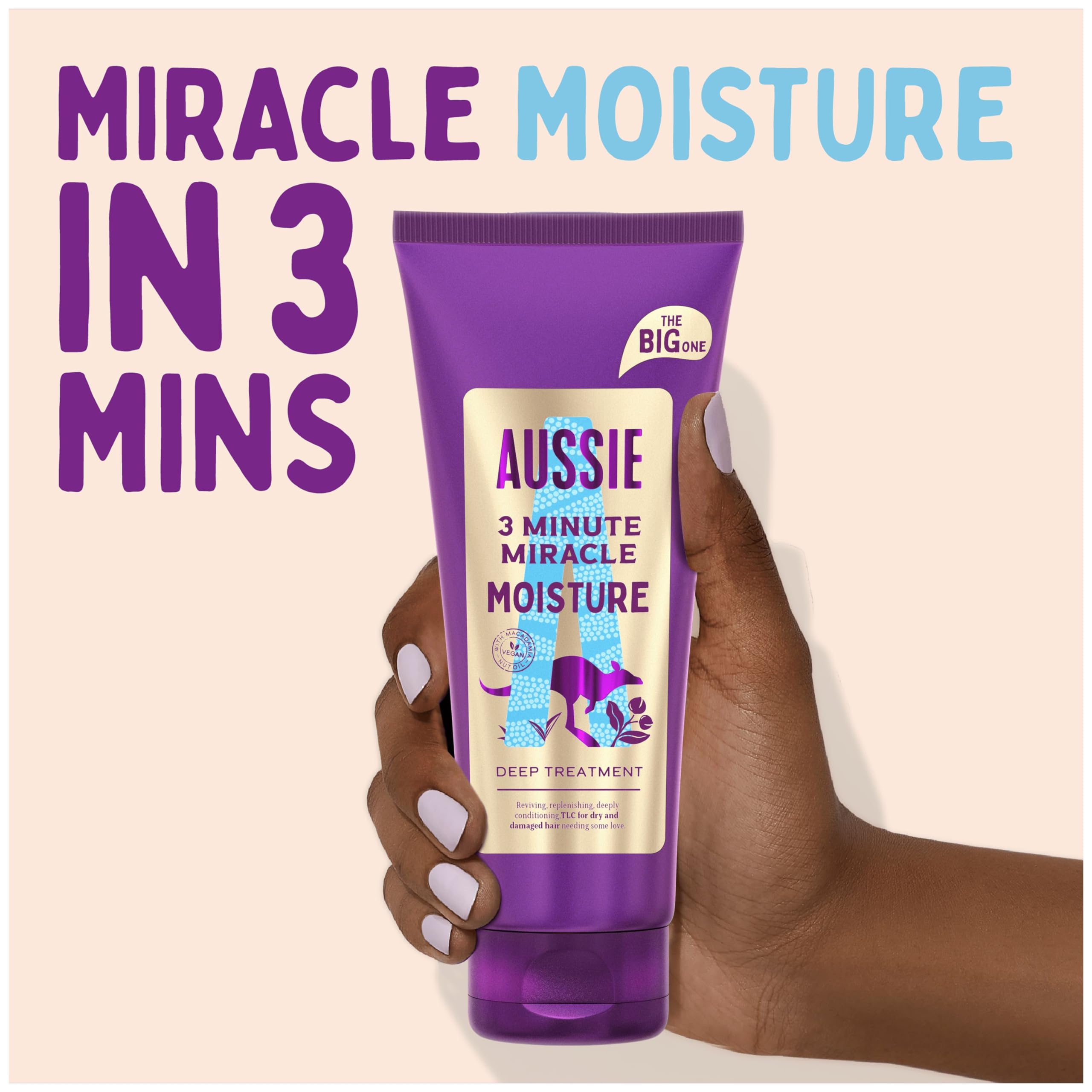 Aussie Deep Moisture 3 Minute Miracle Vegan Hair Mask with Macadamia Nut Oil 350ml