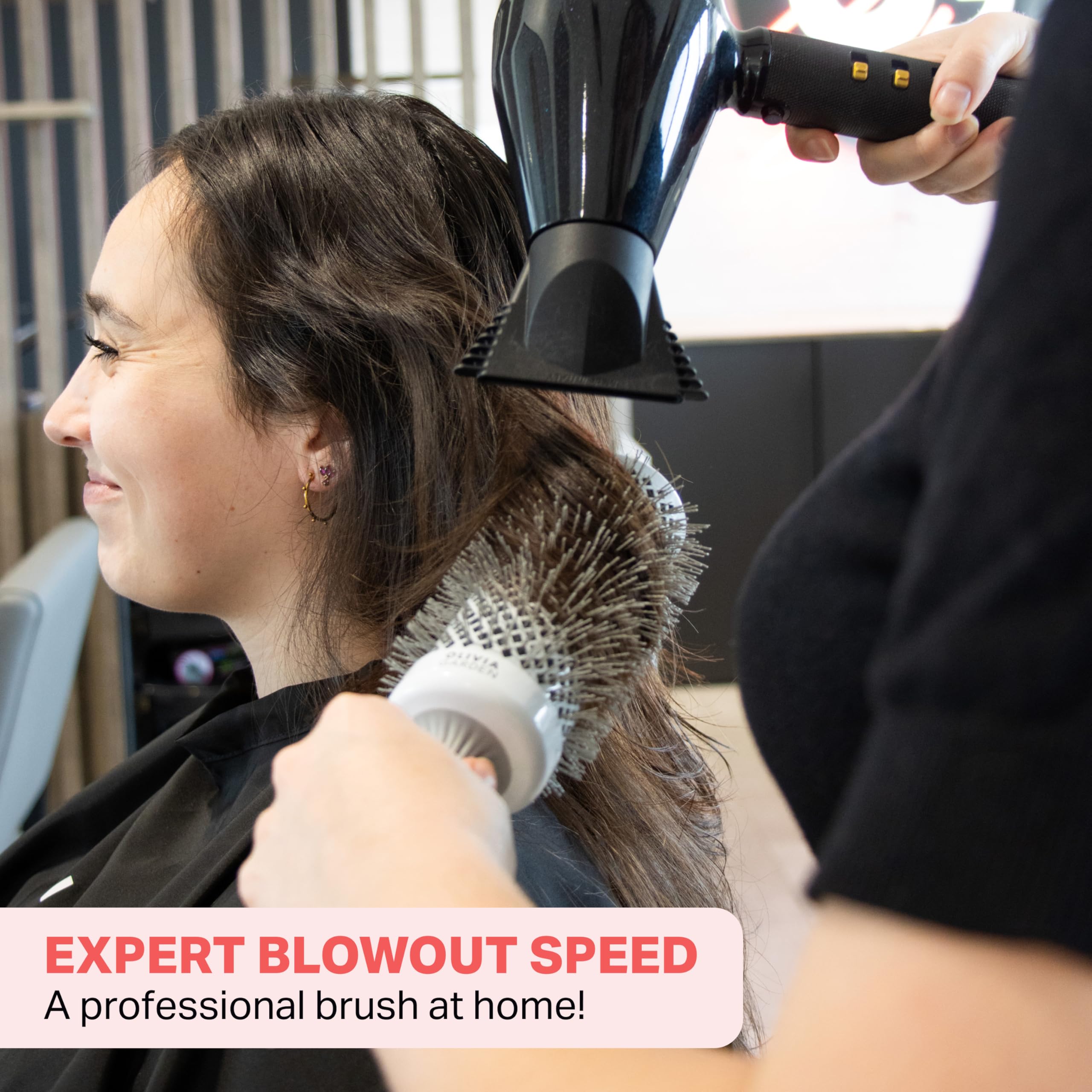 Olivia Garden Expert Blowout Speed ​​– Weiß &amp; Grau – 55 – Keramikbeschichtete Rundbürste mit extra langem Bürstenkörper für 25 % schnelleres Föhnen 6