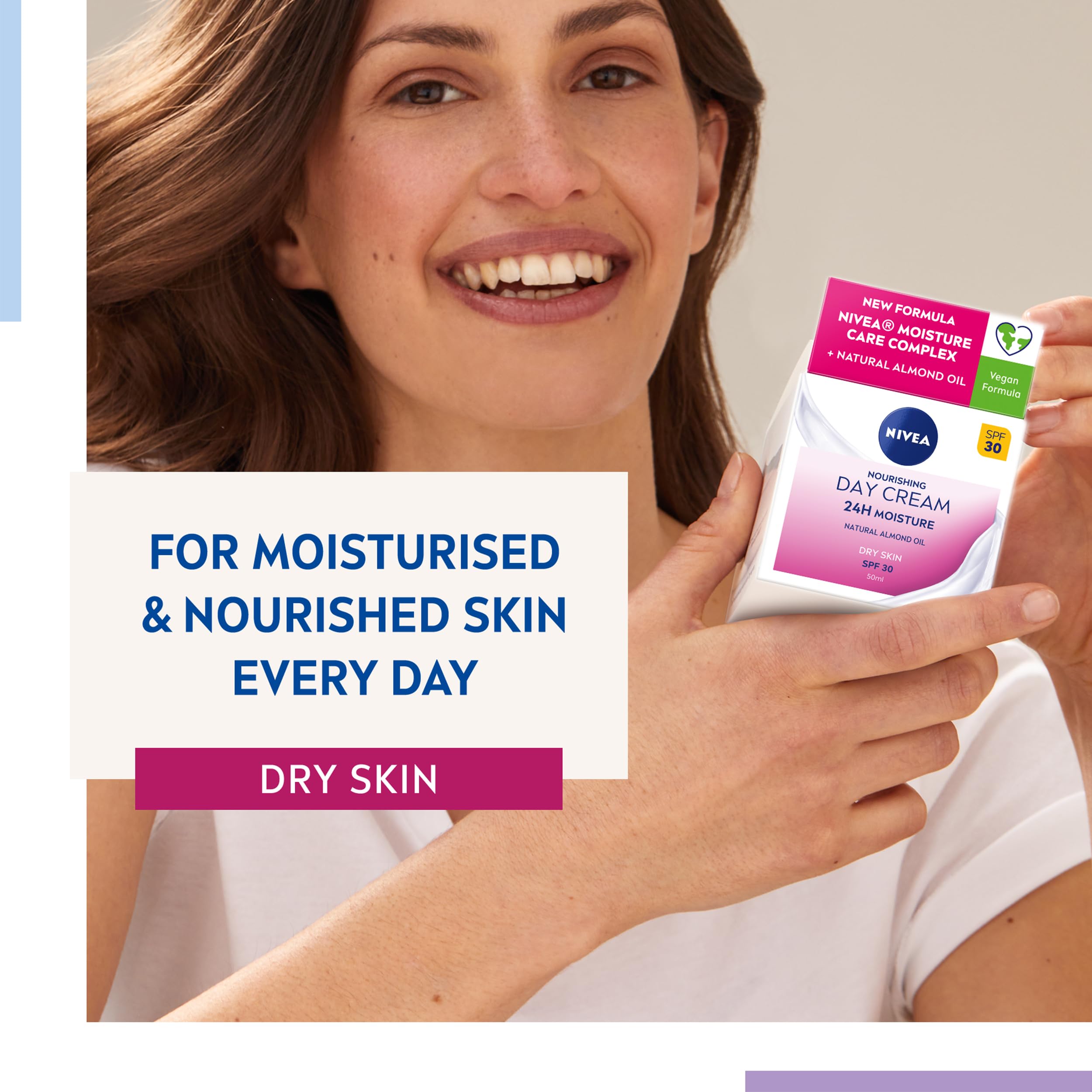 NIVEA 24h Nourishing Day Cream Moisturiser SPF30 for Dry Skin (50ml)