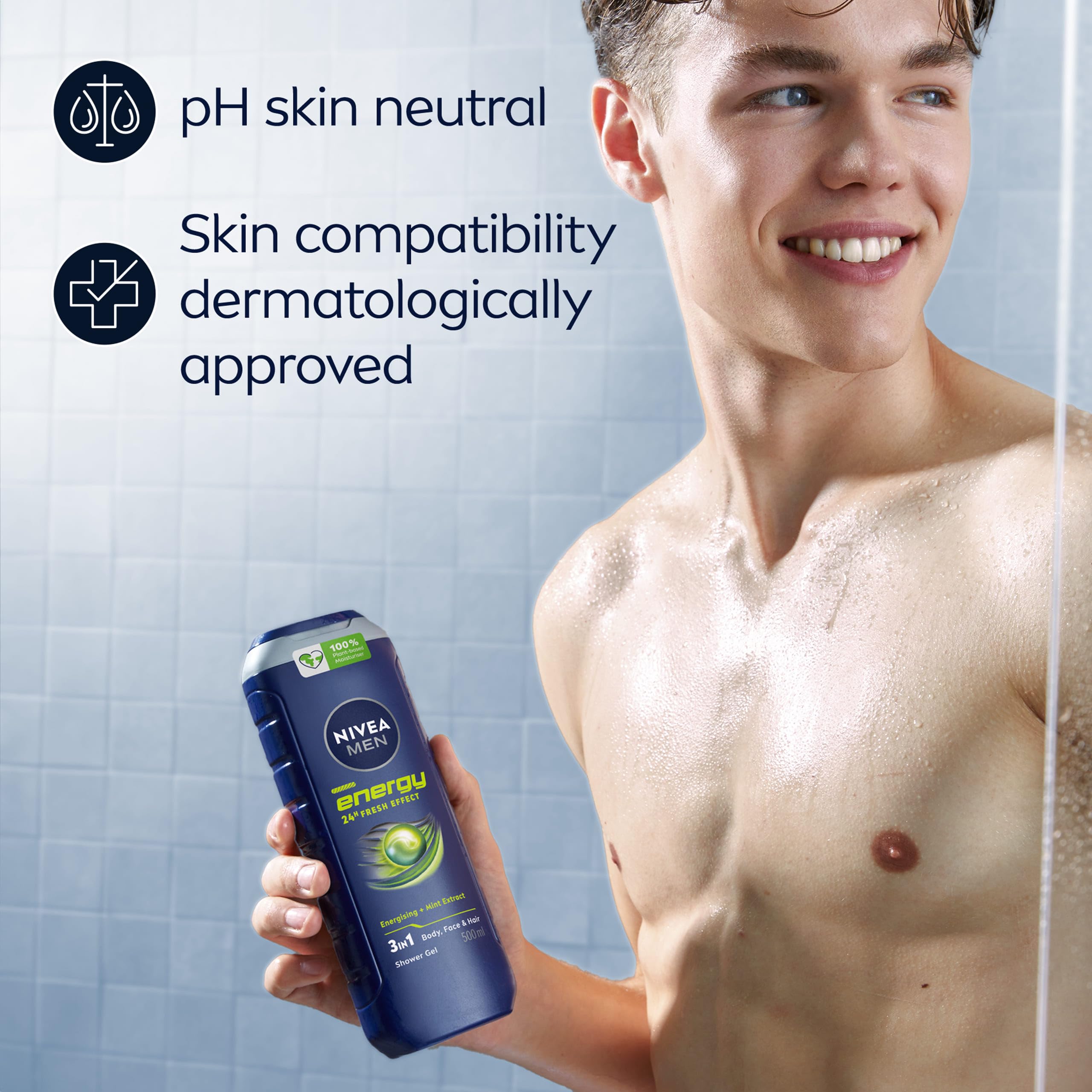 NIVEA MEN Energy 3-in-1 Shower Gel with Mint Extract, 500 ml 5