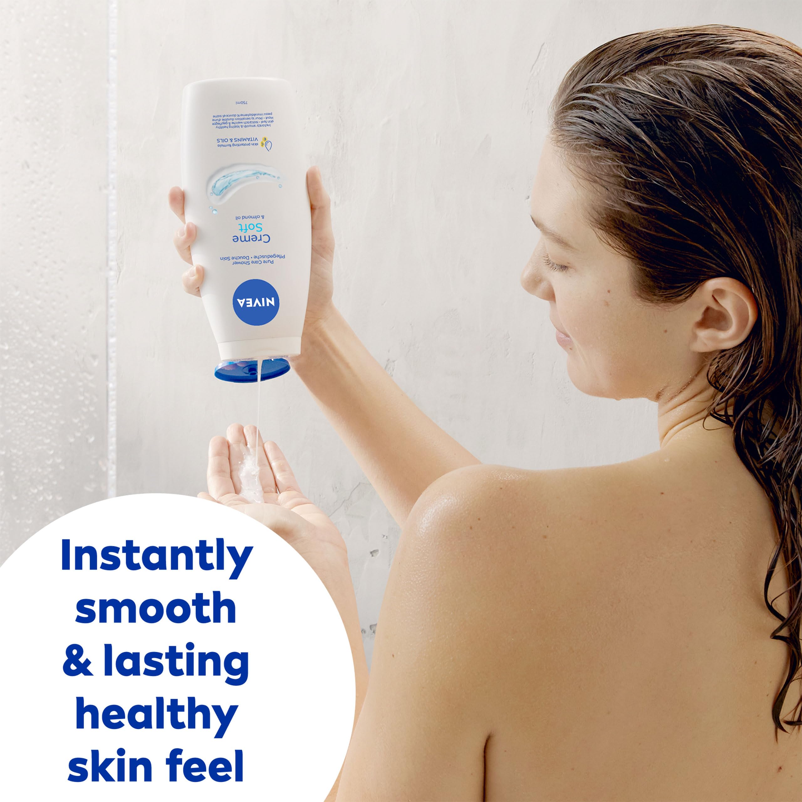 NIVEA Care Shower Creme Soft (750 ml) with Almond Oil, Vitamin C & E for Moisturised Skin