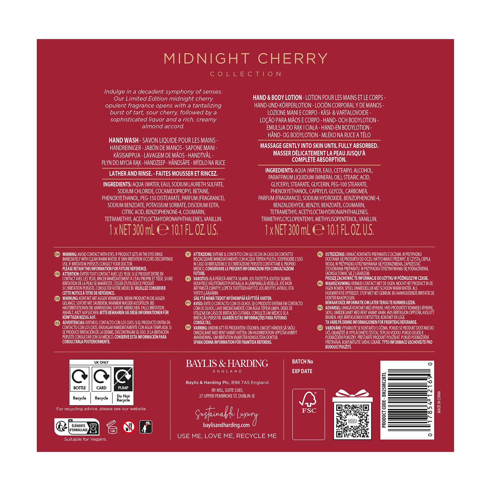 Baylis & Harding Midnight Cherry Luxury Hand Care Gift Set - Vegan Friendly 6