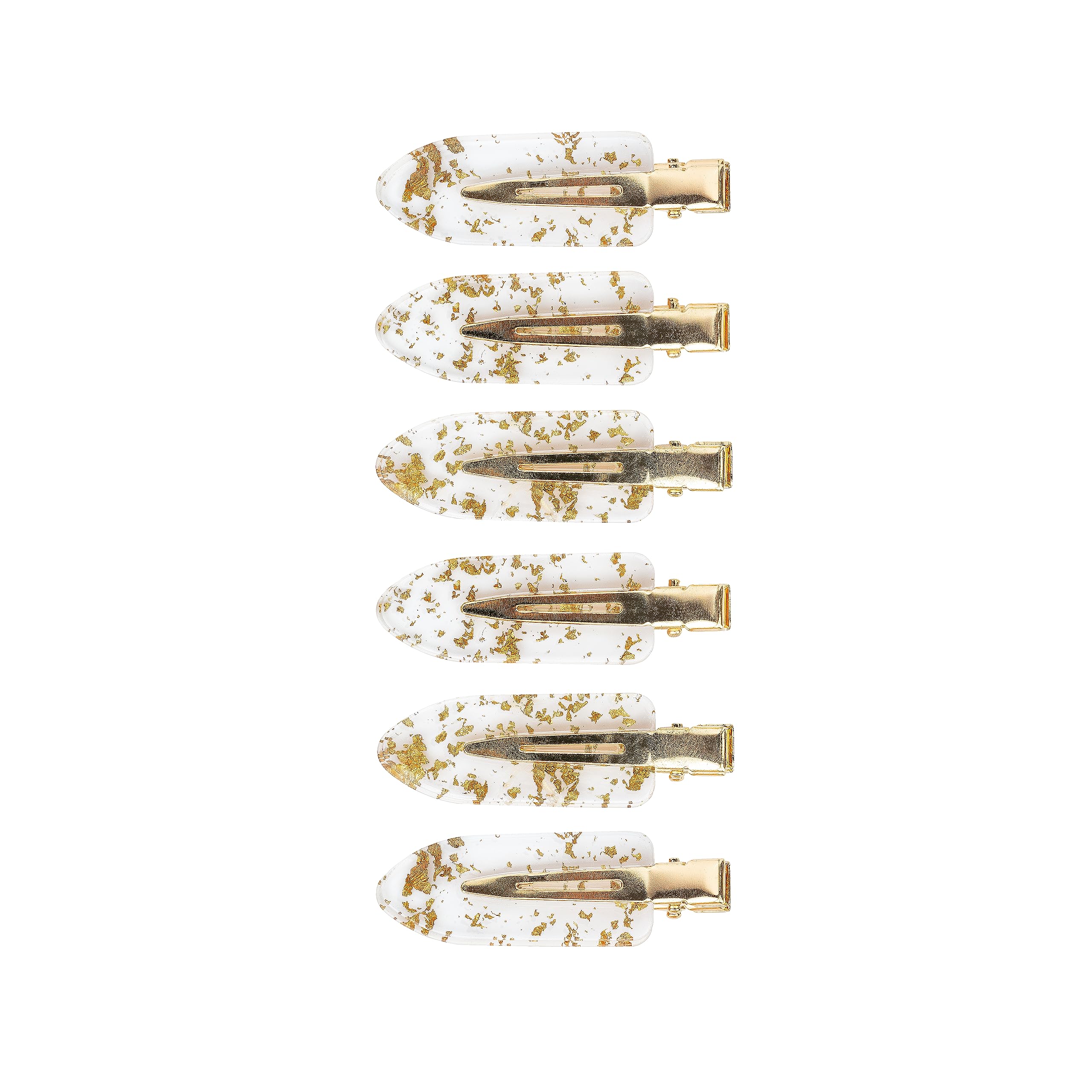 Brushworks Gold Flake No Crease Hair Styling Clips (6 Pack) for Setting Curls