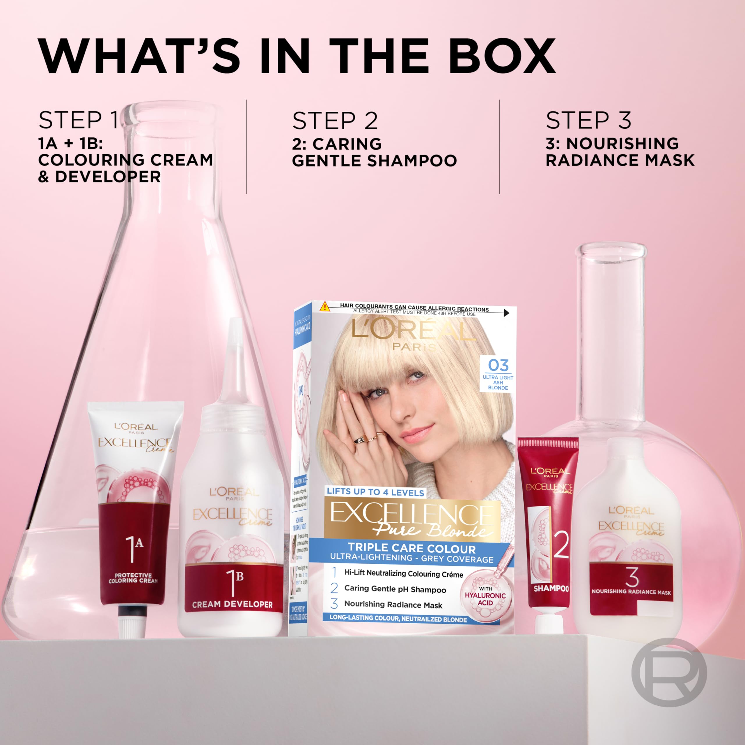 L'Oréal Paris Excellence Crème Permanent Hair Dye 03 Ultra-Light Ash Blonde with Pro-Keratin 6