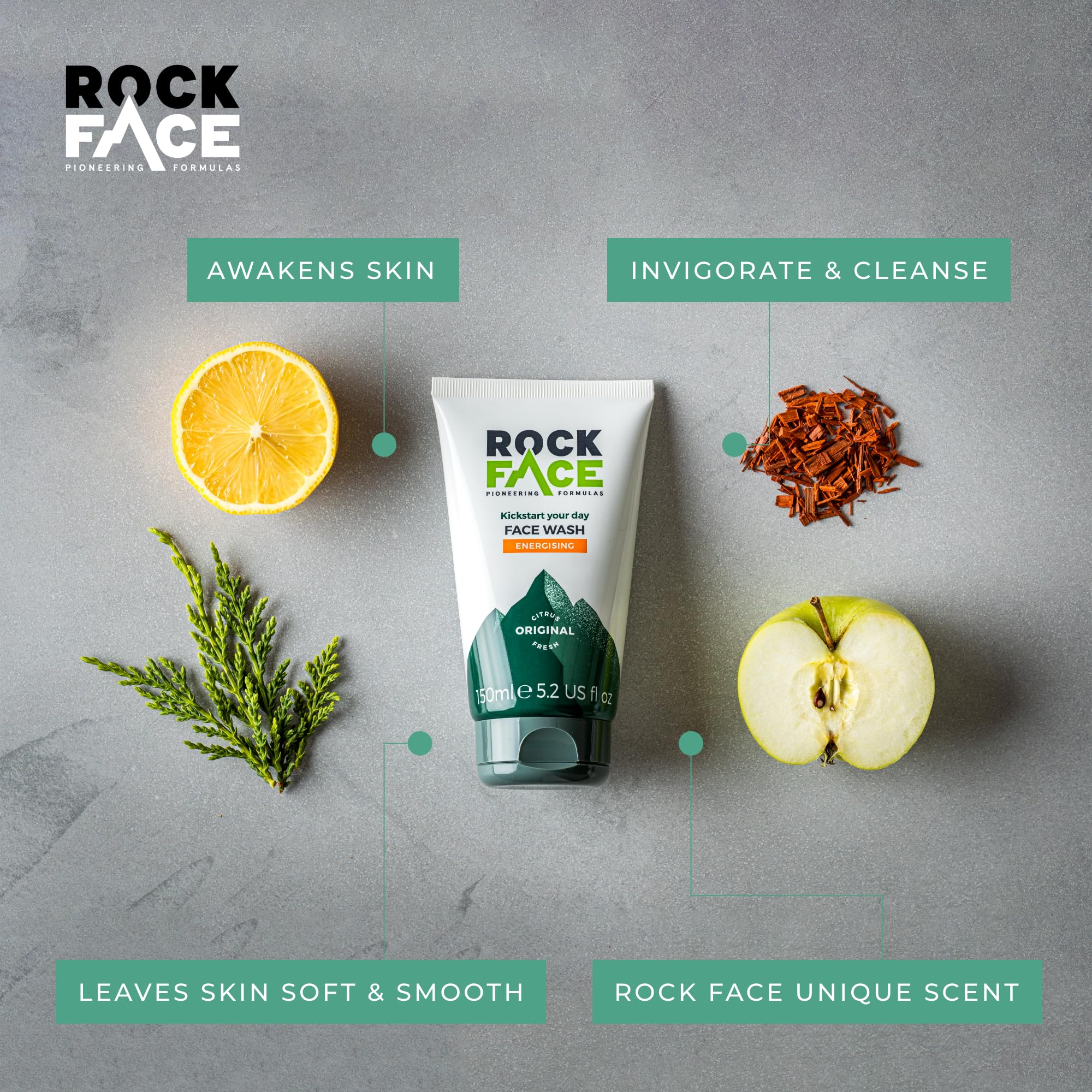 Rock Face Energising Face Wash for Men - Everyday Foaming Wash with Citrus & Lemon Scent, 100ml 3