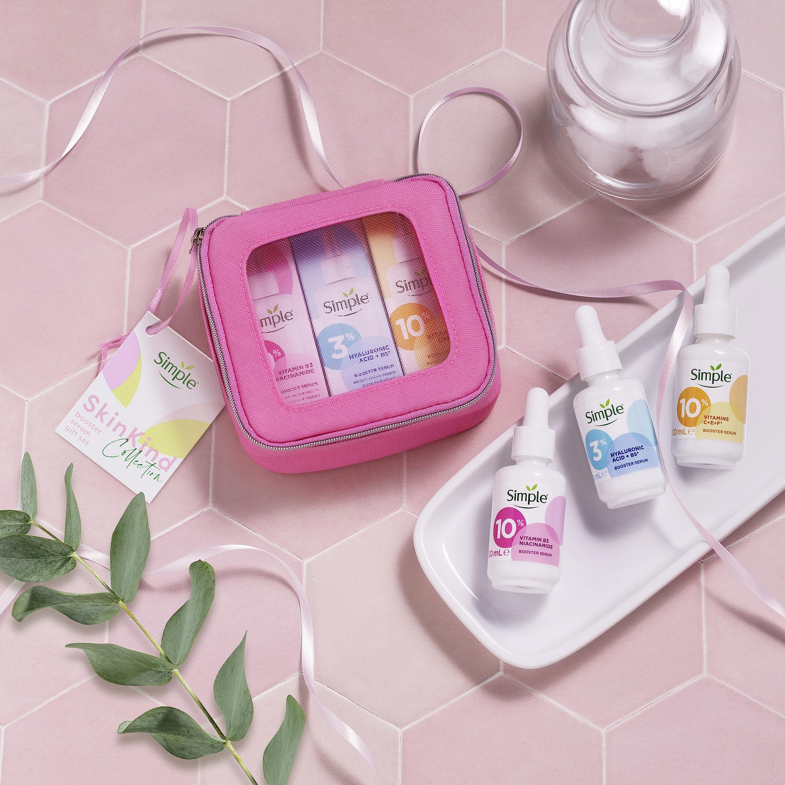 Simple Booster Face Serum Gift Set: Vitamin C+E+F, Hyaluronic Acid, Niacinamide 6