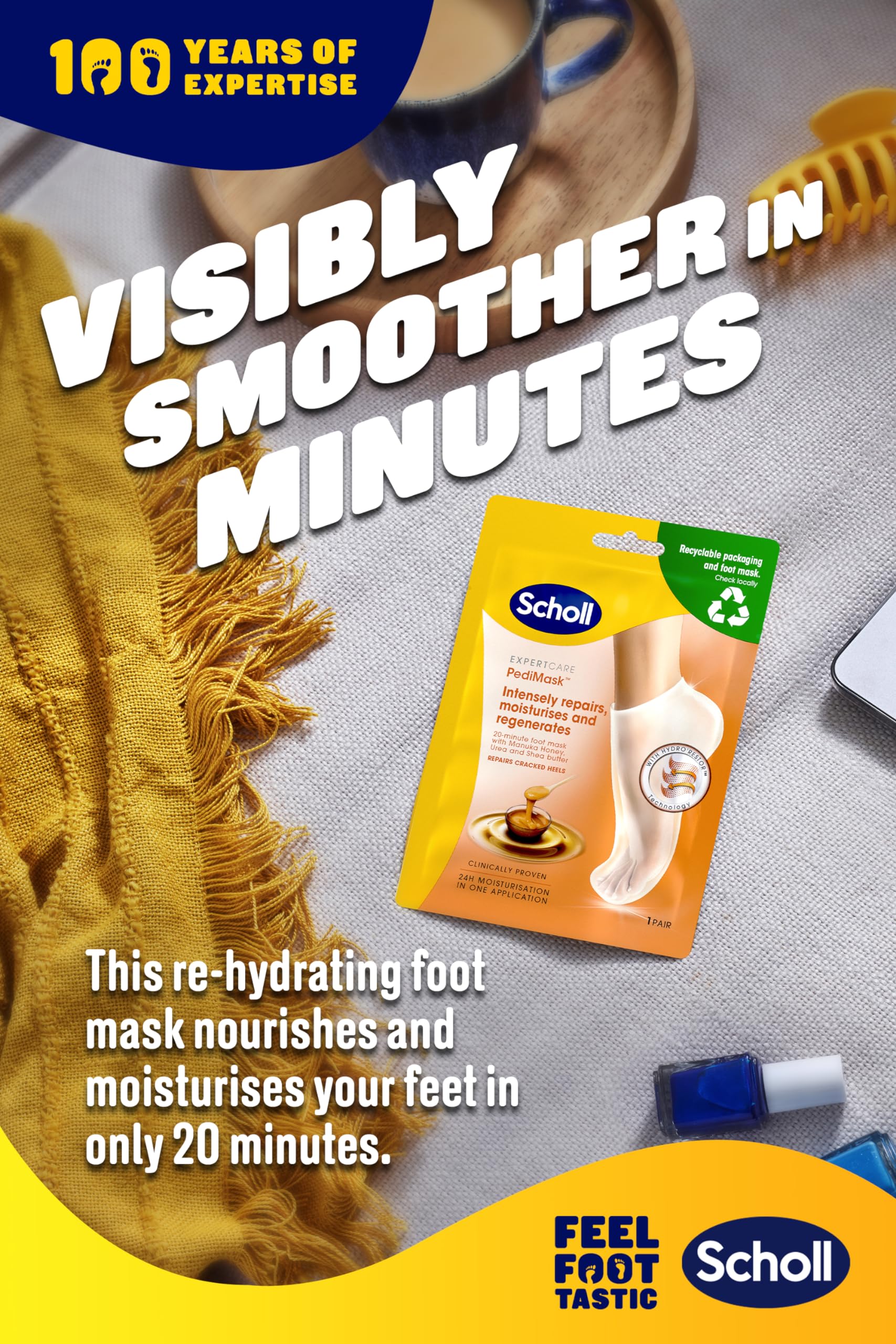 Dr. Scholl's ExpertCare PediMask for Soft Feet - Deep Moisturising Foot Mask with Honey 4