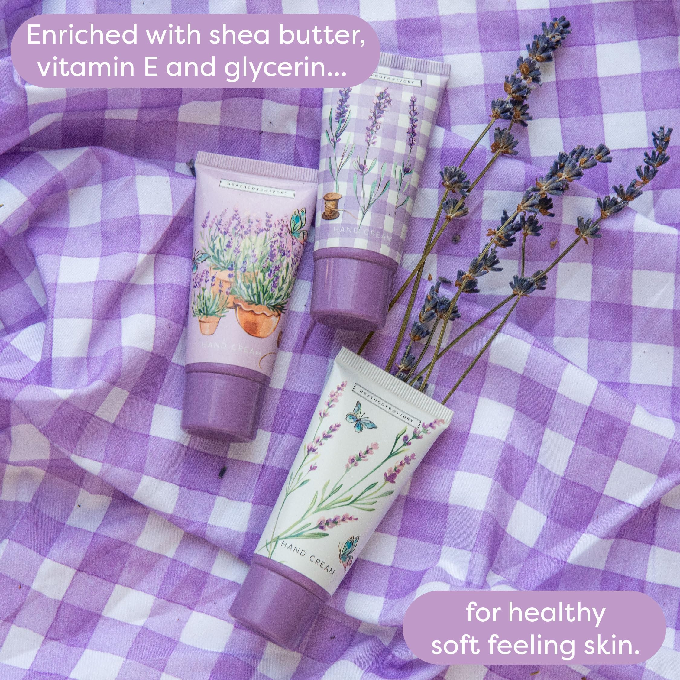 Heathcote & Ivory Lavender Hand Cream Trio (3 x 30ml) with Shea Butter & Argan Oil 6