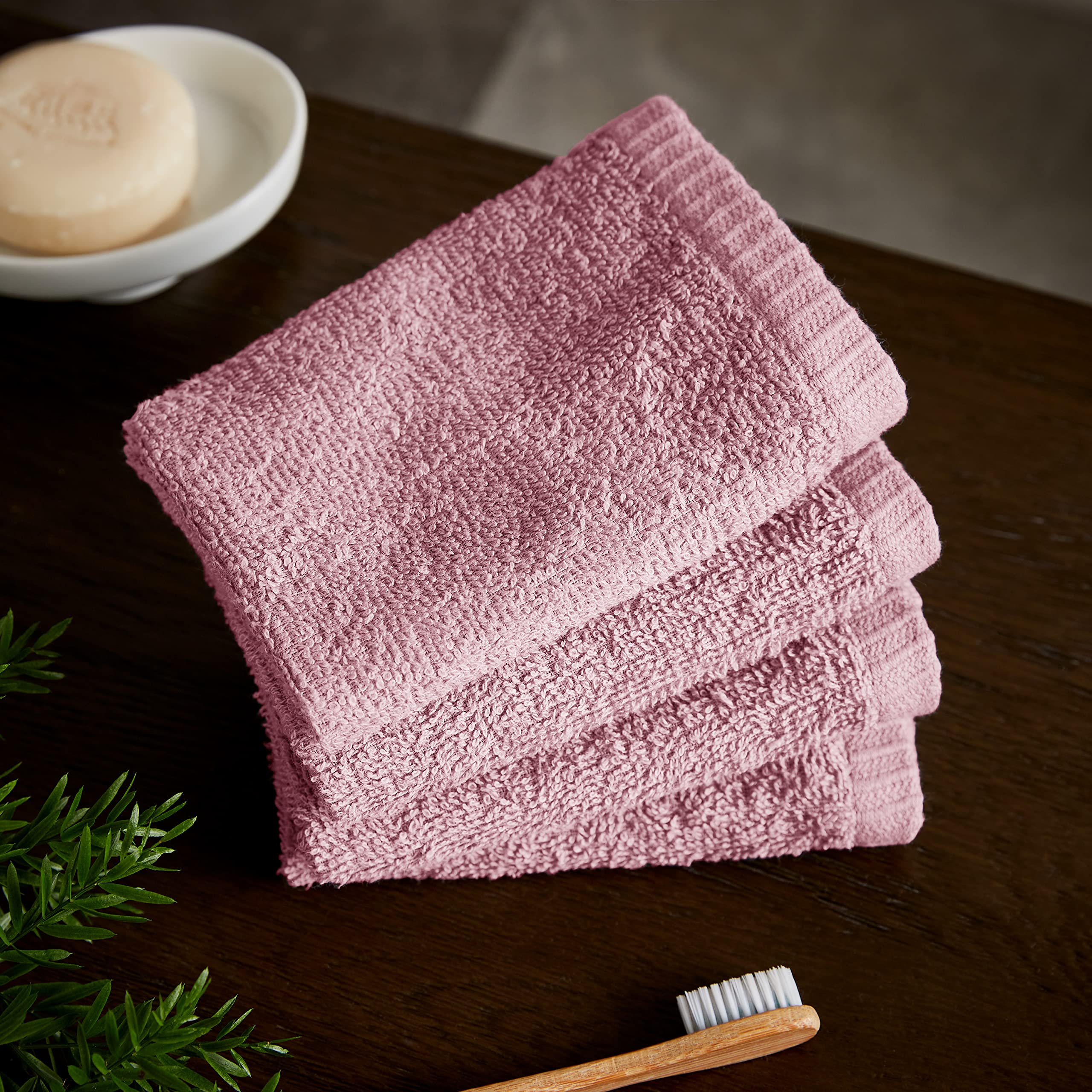 Catherine Lansfield Pink Quick Dry Cotton Face Cloths, 4 Pack, 30x30cm