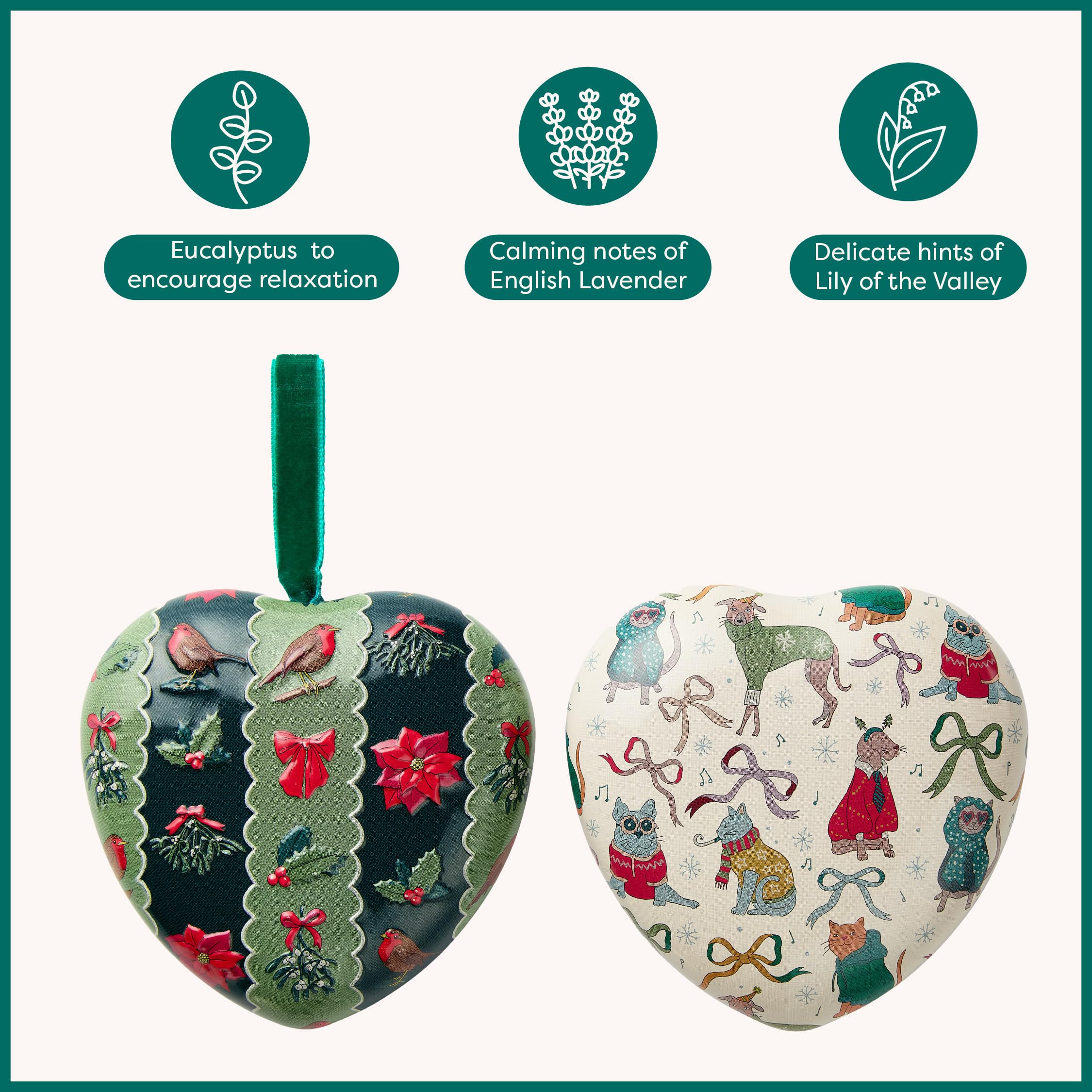 Heathcote & Ivory Scented Heart Soap in Reusable Tin with Shea Butter 90g