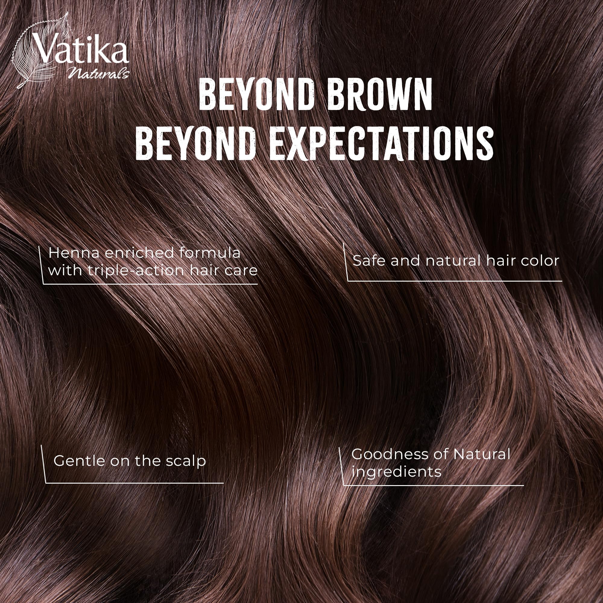 Vatika Henna Naturbraune Haarfarbe - 60 g (6 x 10 g Beutel), 100 % Ammoniak 6