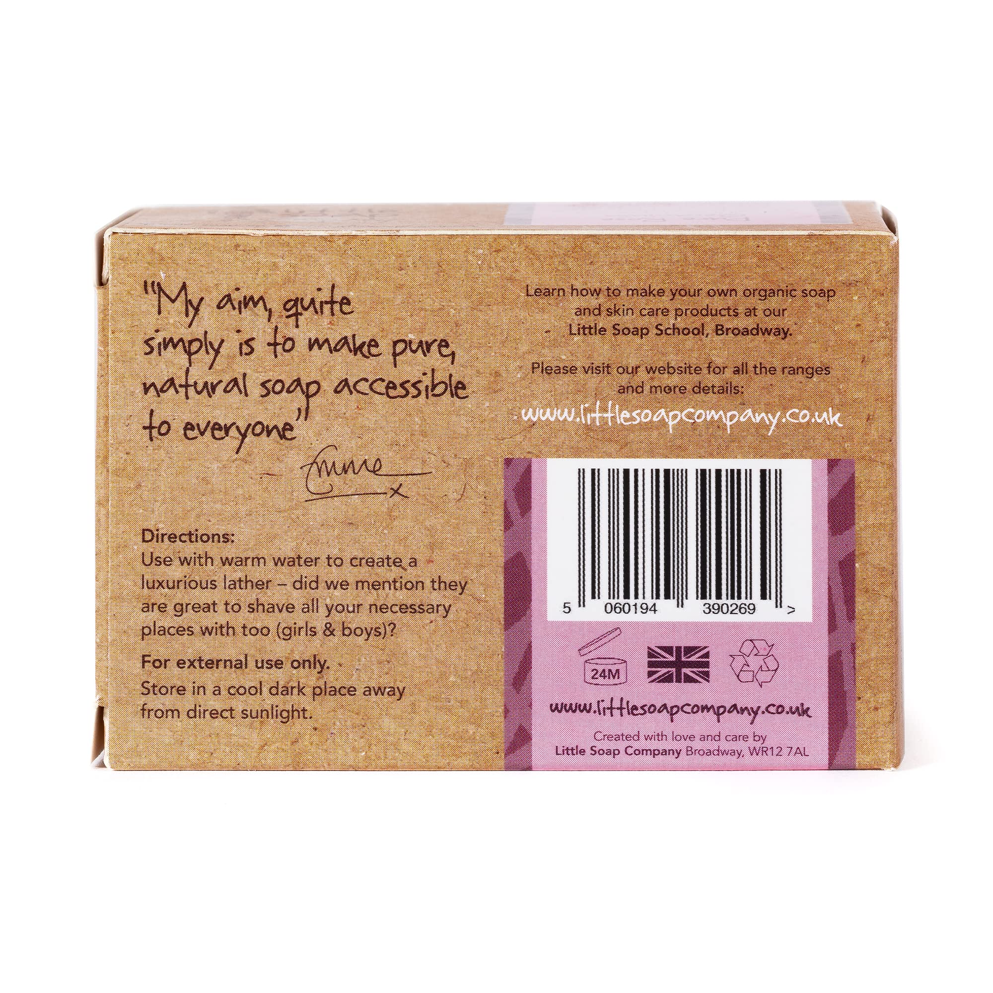 Little Soap Company Bio-Seifenstück – Vegan, tierversuchsfrei, ohne SLS oder Parabene, mit Rosengeranie, natürliche und biologische Körperseife und Handseife (110 g) 3
