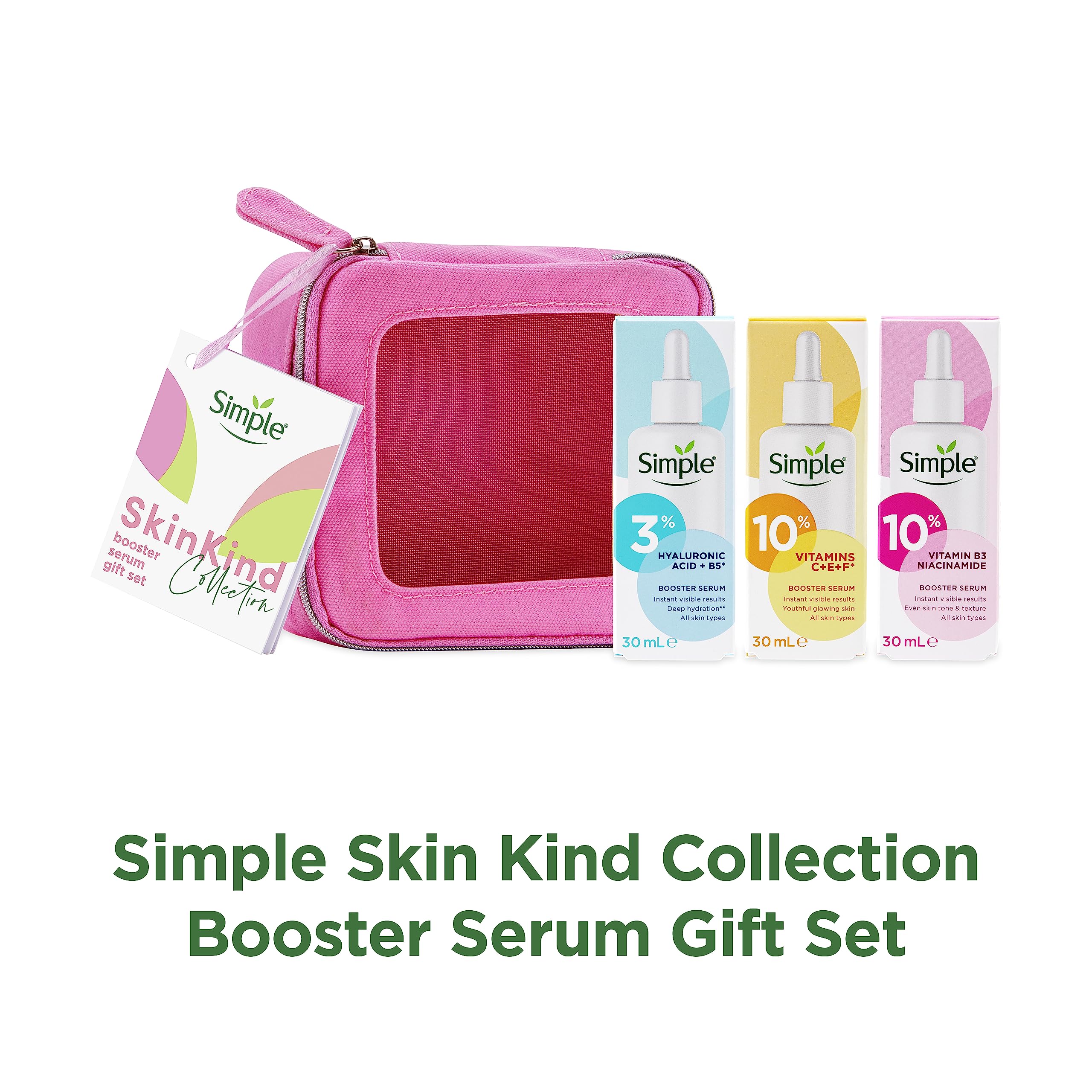 Simple Booster Face Serum Gift Set: Vitamin C+E+F, Hyaluronic Acid, Niacinamide 3