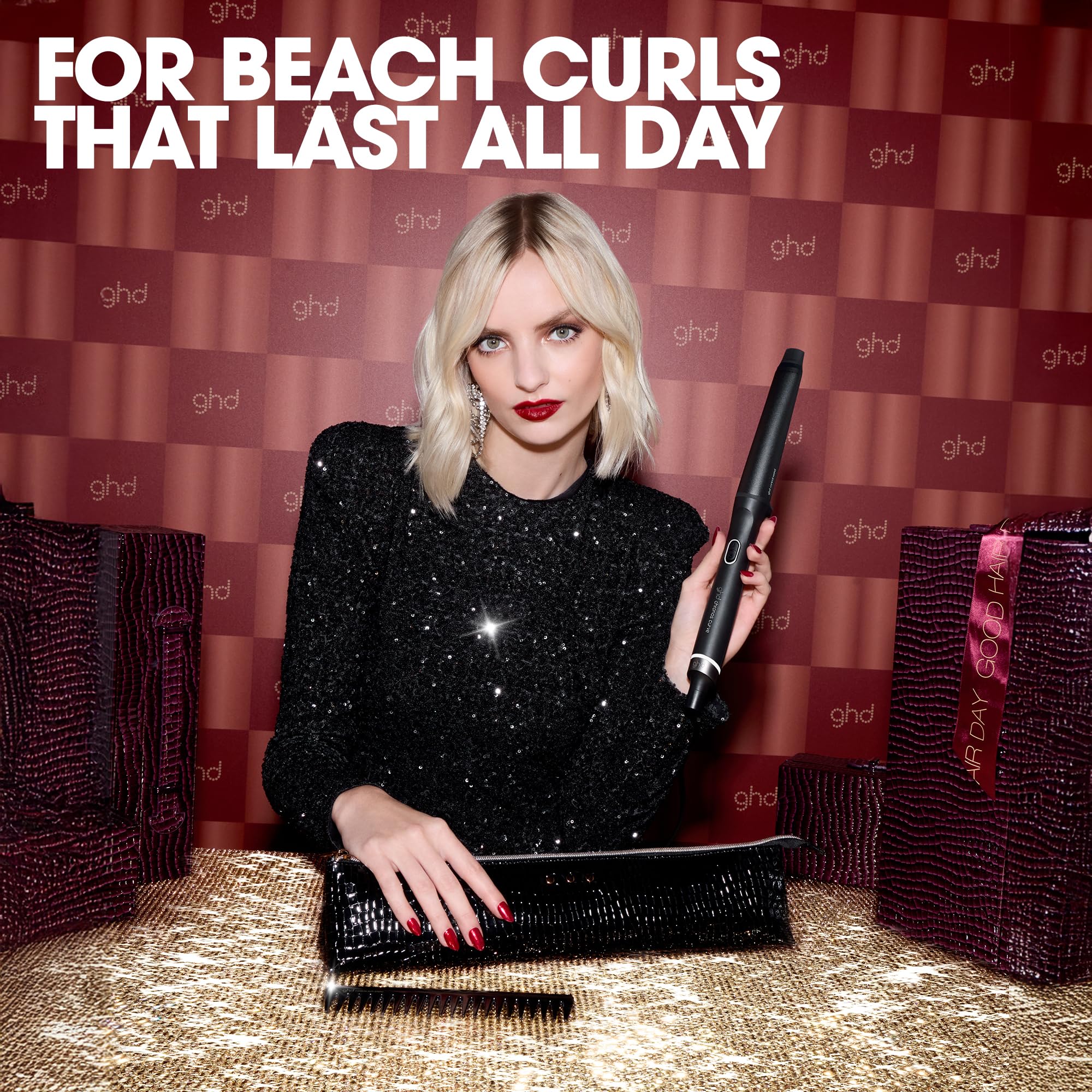 ghd Chronos Curve Conical Wand Festive Gift Set - Hair Curler with Paddle 3