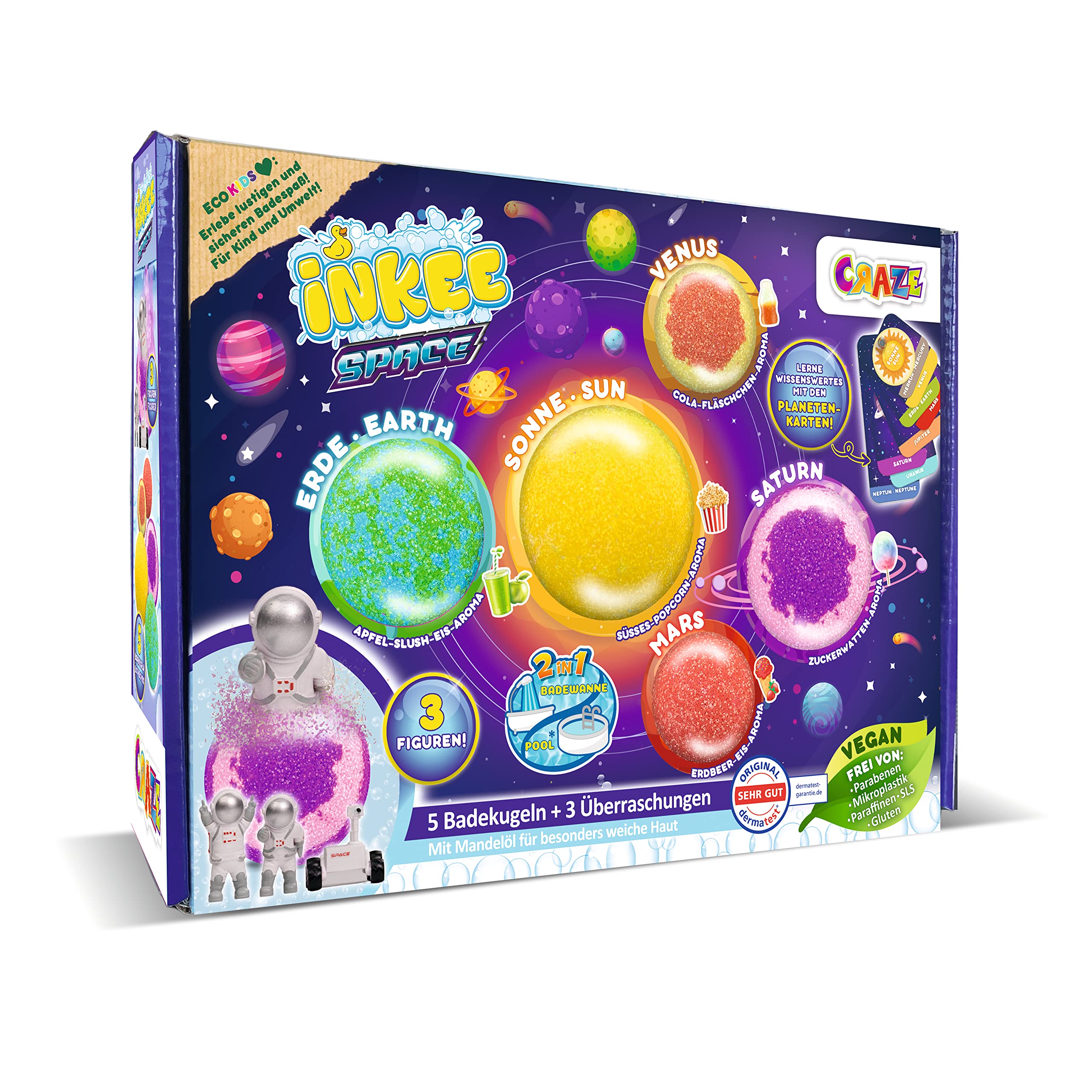 INKEE Space Kids Bath Bombs with Surprise Toys – Solar System Planet Collection