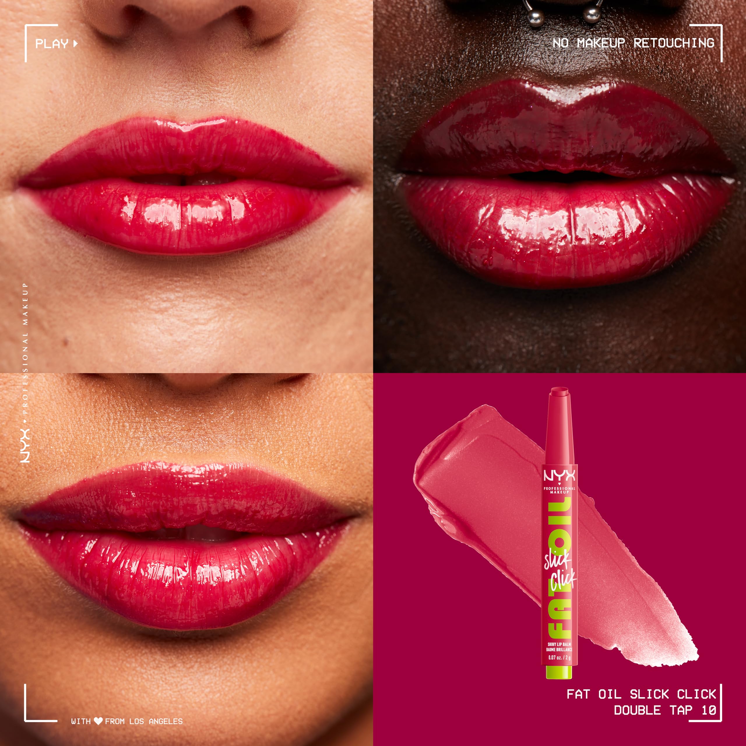 NYX Professional Makeup Fat Oil Slick Click Lip Balm - Double Tap - Vegan, High Shine 3