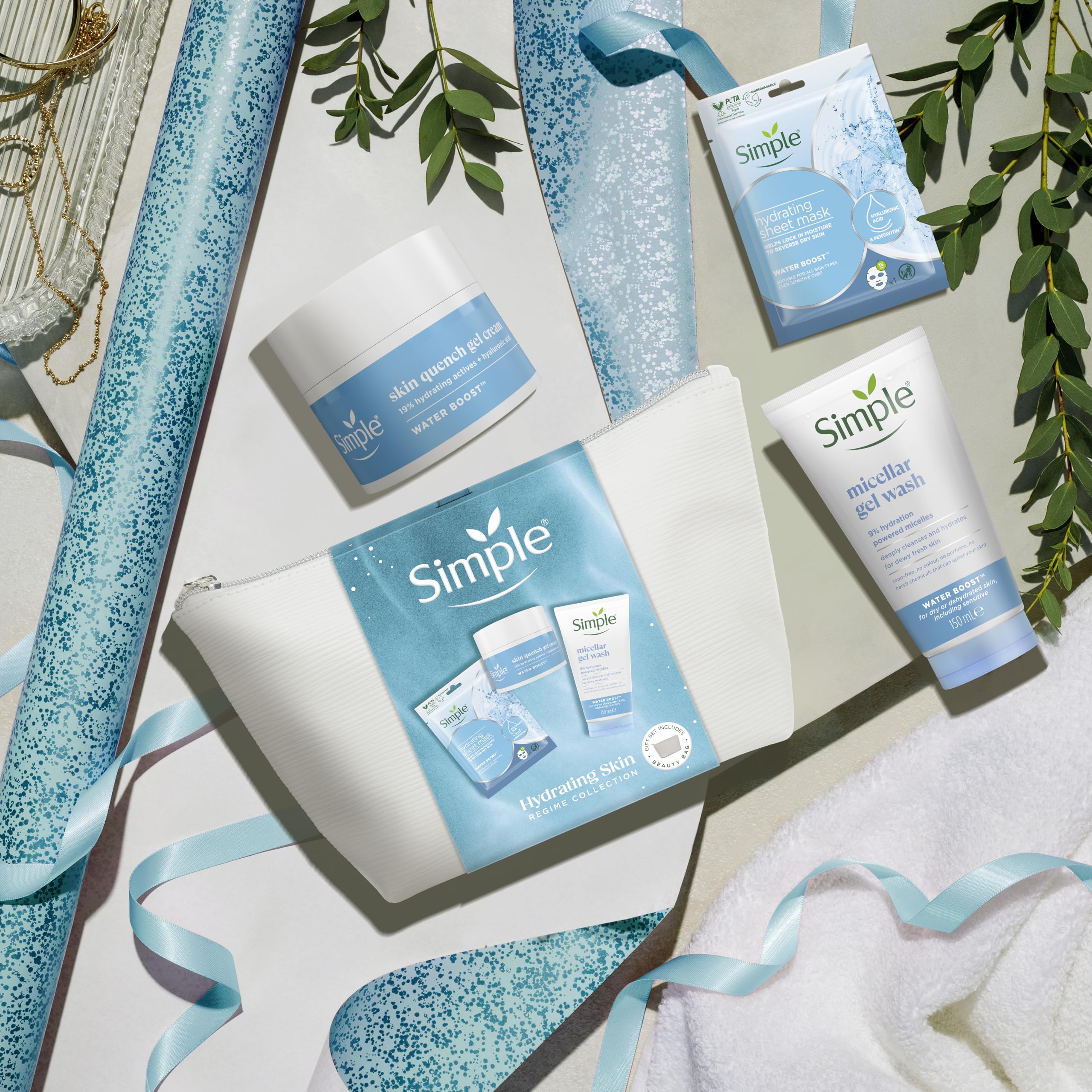 Simple Hydrating Skin Regime Gift Set with Gel Wash, Sheet Mask, and Gel Cream 4