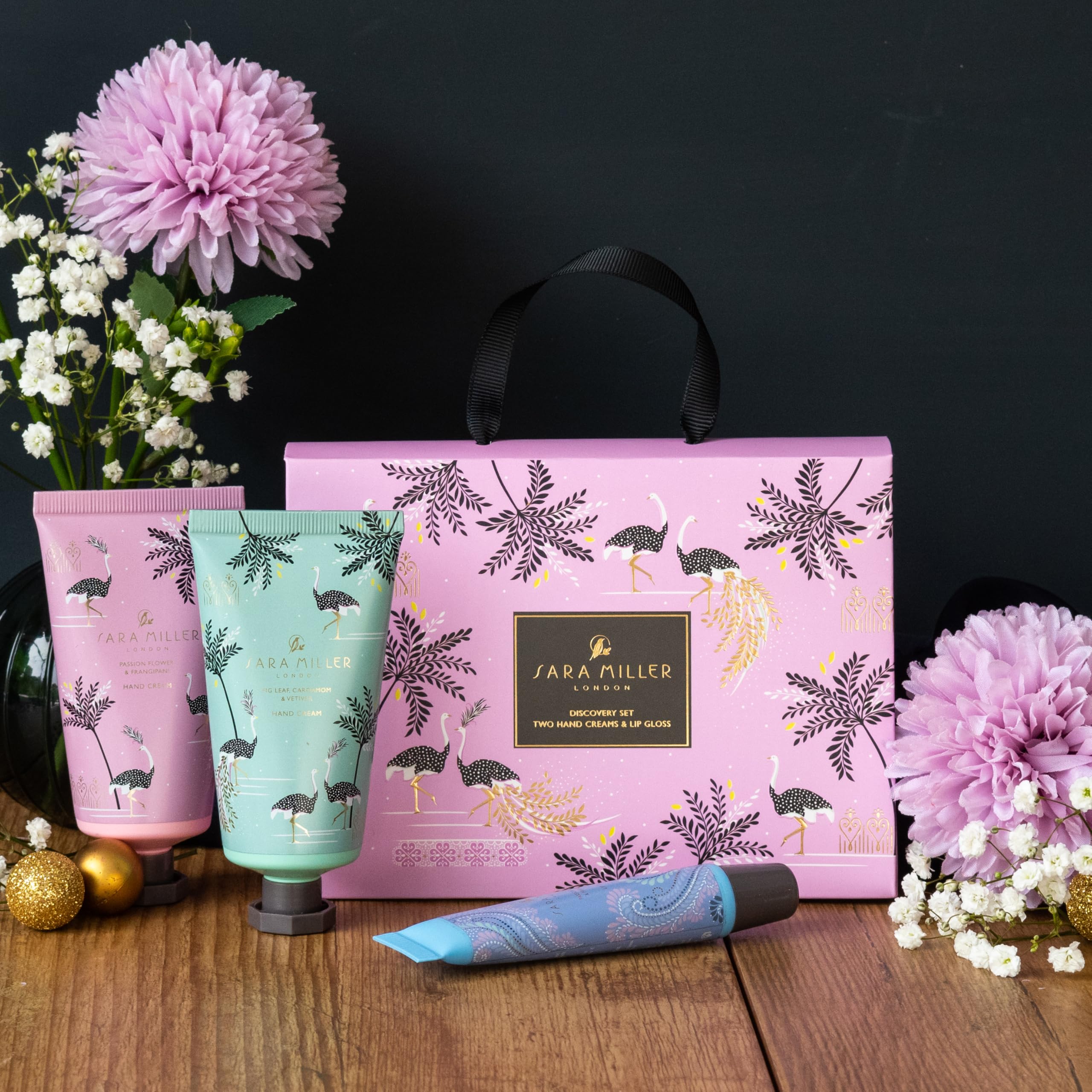 Sara Miller London Hand Cream & Lip Gloss Travel Set with Handbag Carton 5