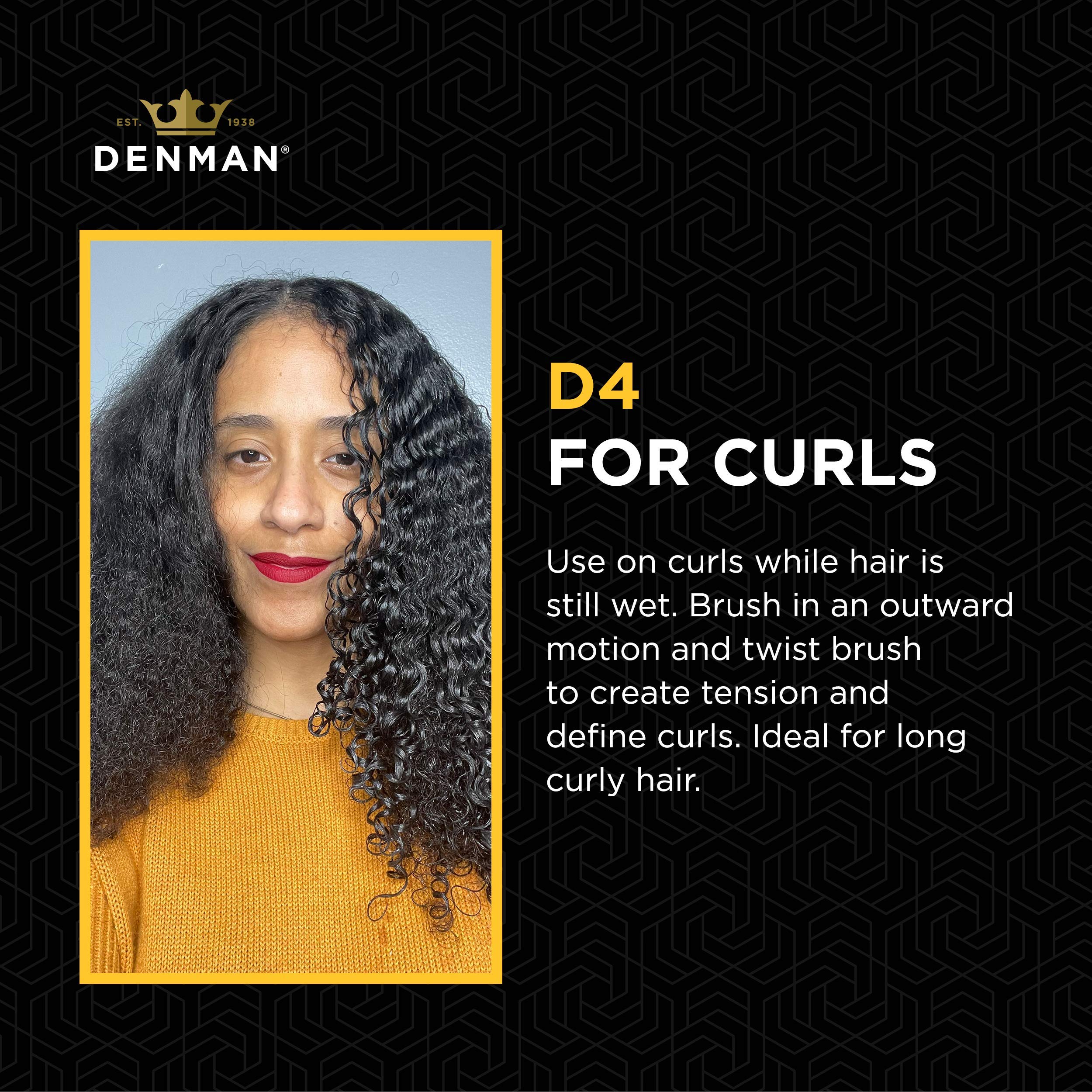 Denman Curly Hair Brush D4 (Cherry Blossom) 9 Row Styling Brush for Defining Curls and Smoothing 3