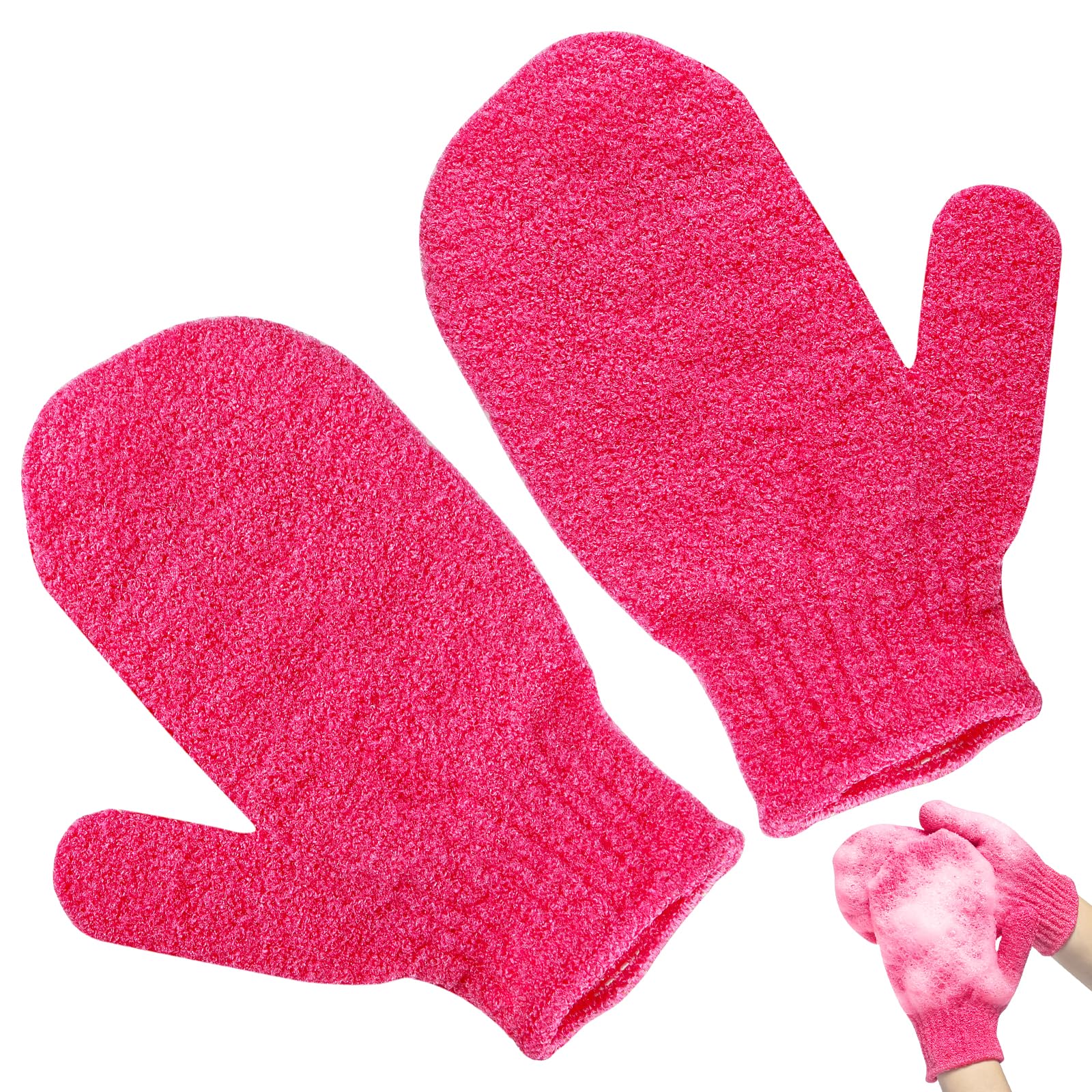 Lafefe 2pcs Exfoliating Shower Gloves Mitts for Dead Skin Removal and Ingrown Hair