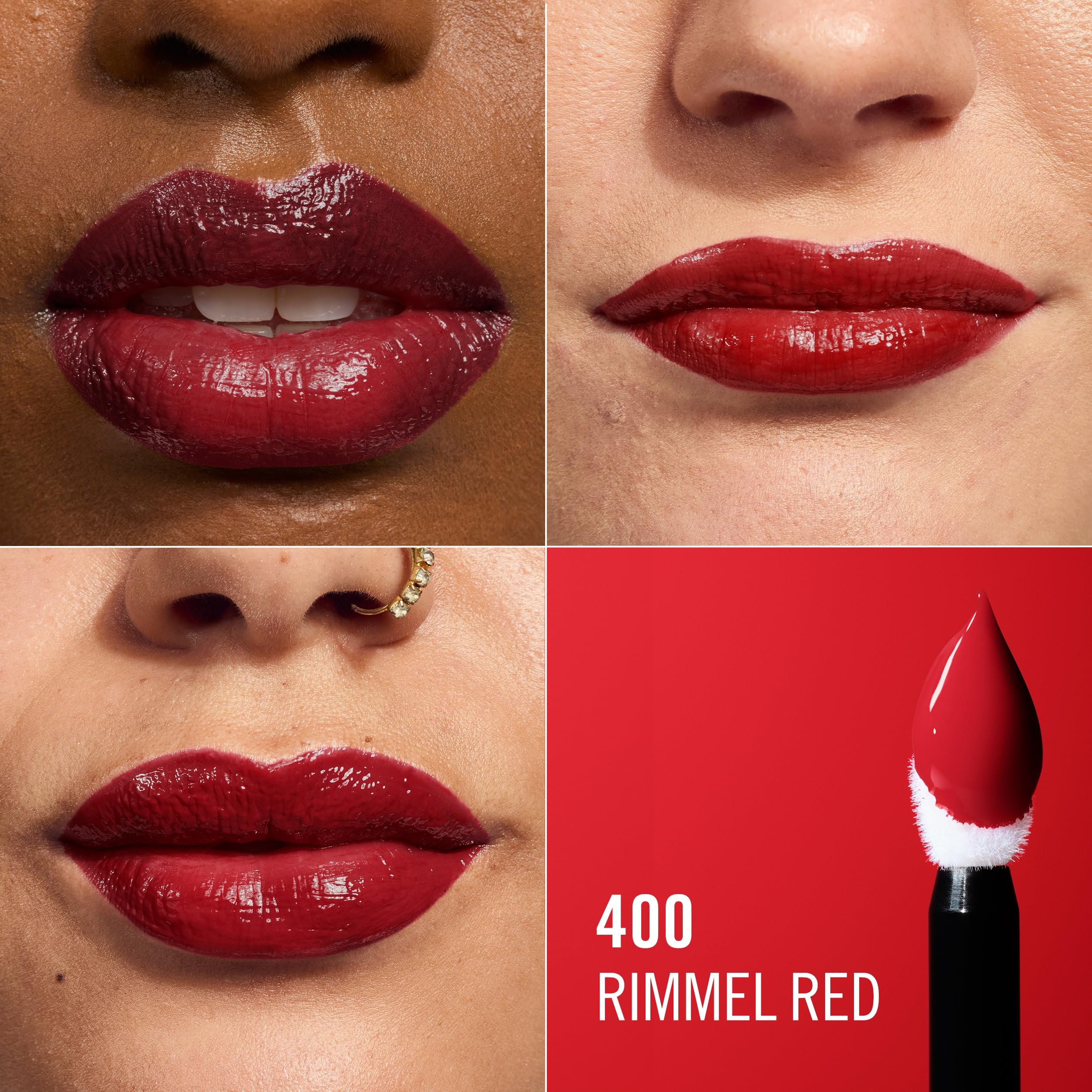 Rimmel Thrill Seeker Lip Latex Liquid Lipstick, 400 Rimmel Red, Ultra-Smooth Finish