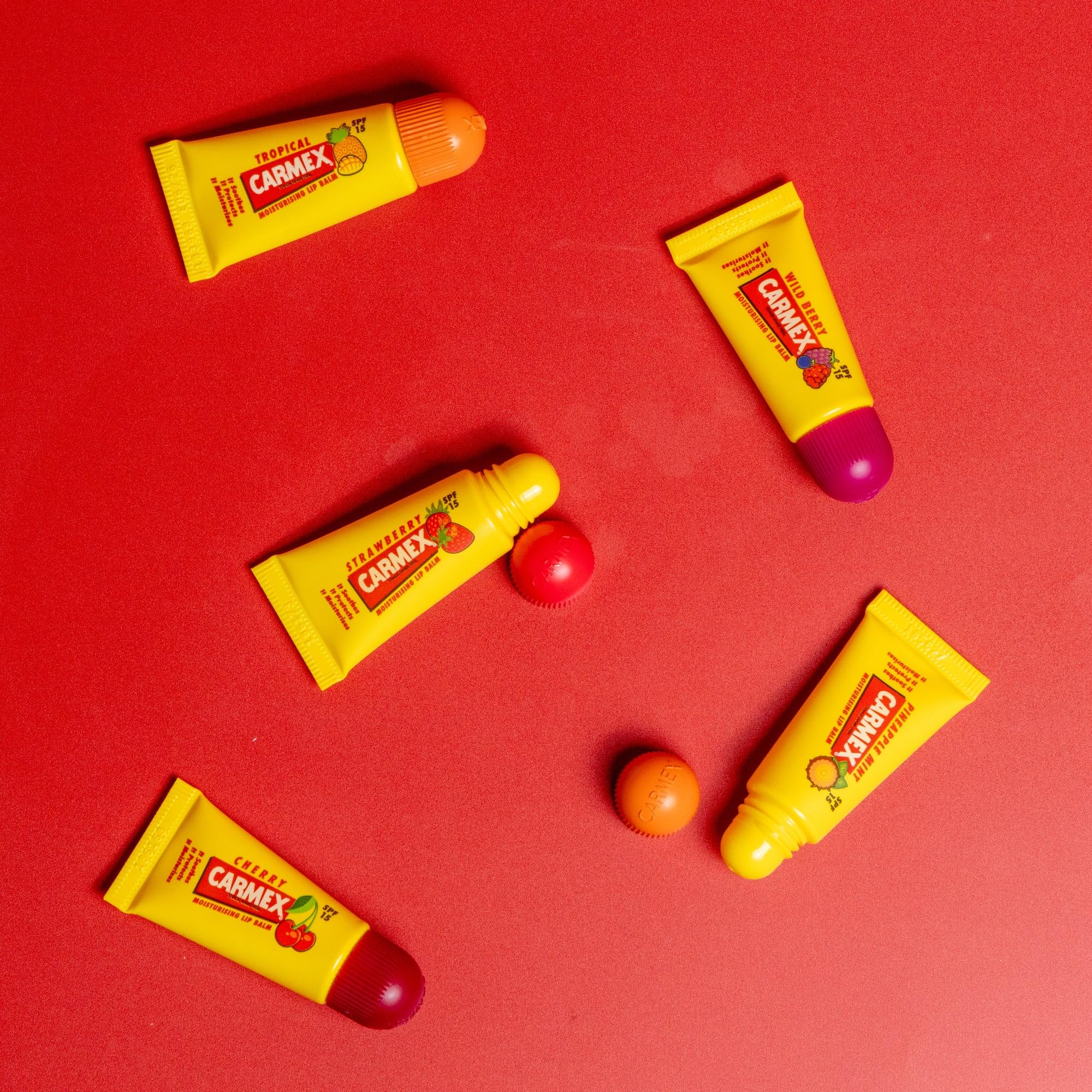 Carmex Mini Scented Lip Balm 5-Pack with SPF 15 | Cherry, Strawberry, Tropical Flavors 6