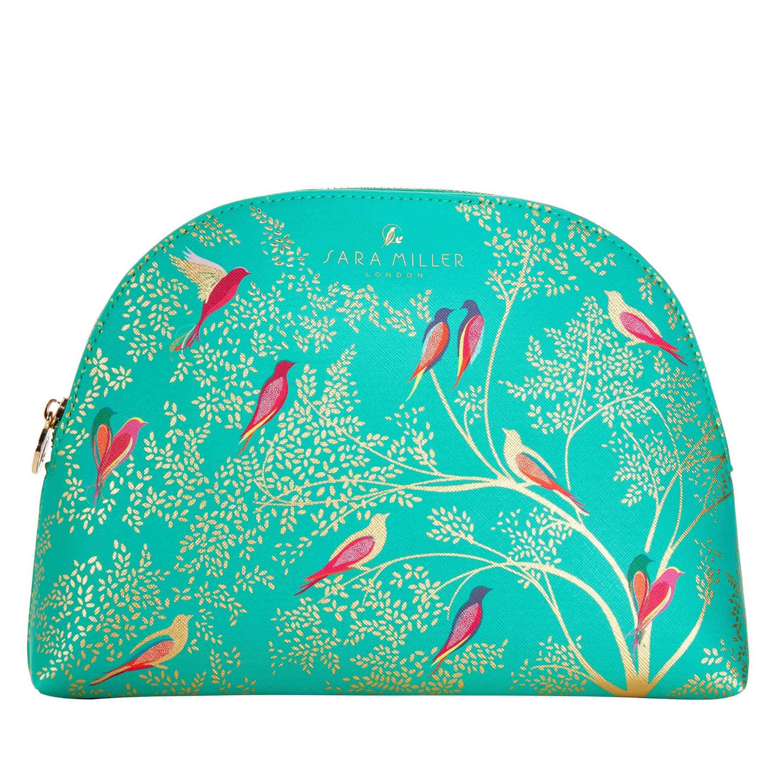 Sara Miller London Chelsea Large Cosmetic Bag - Exotic Birds Print, Green
