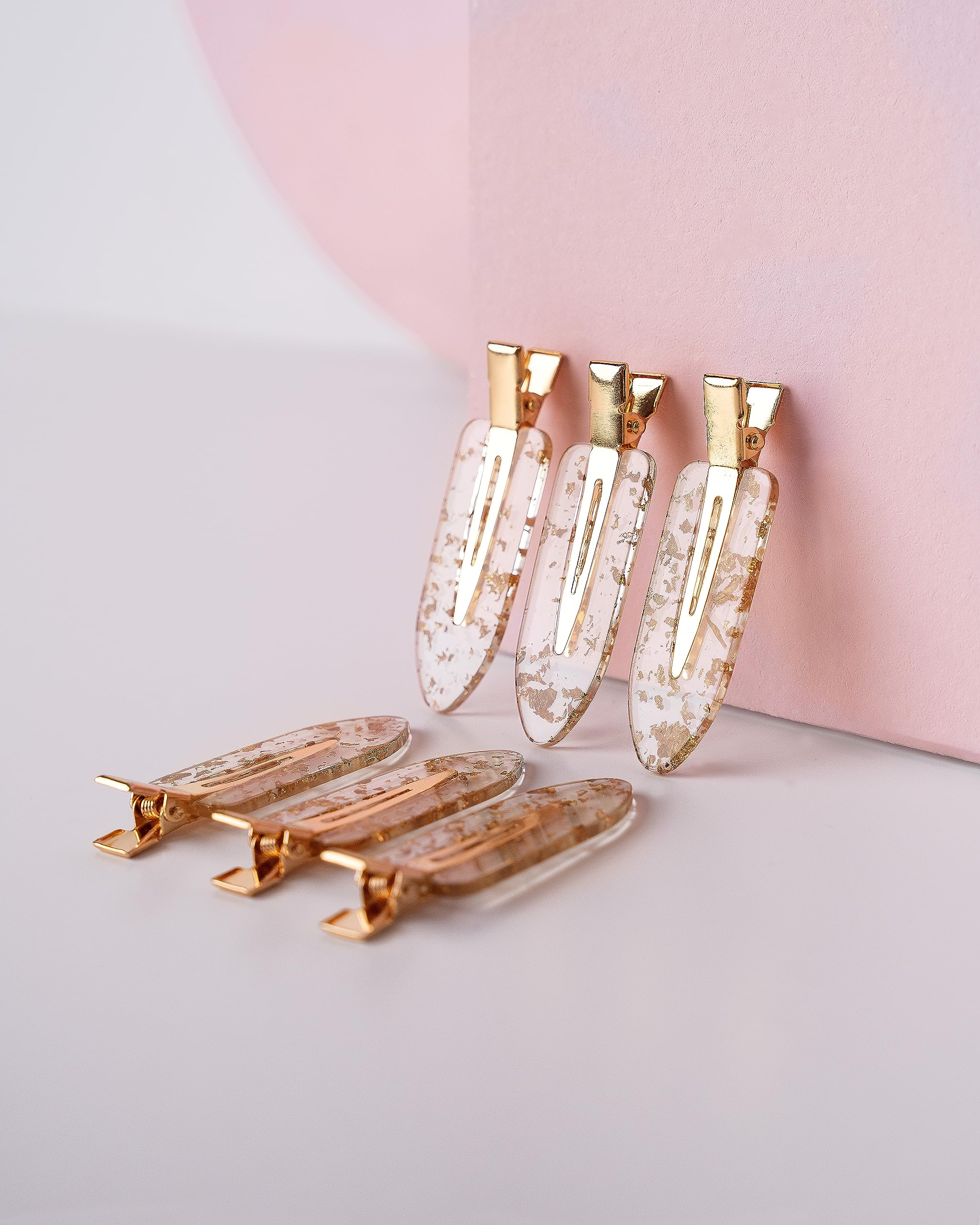 Brushworks Gold Flake No Crease Hair Styling Clips (6 Pack) for Setting Curls 3