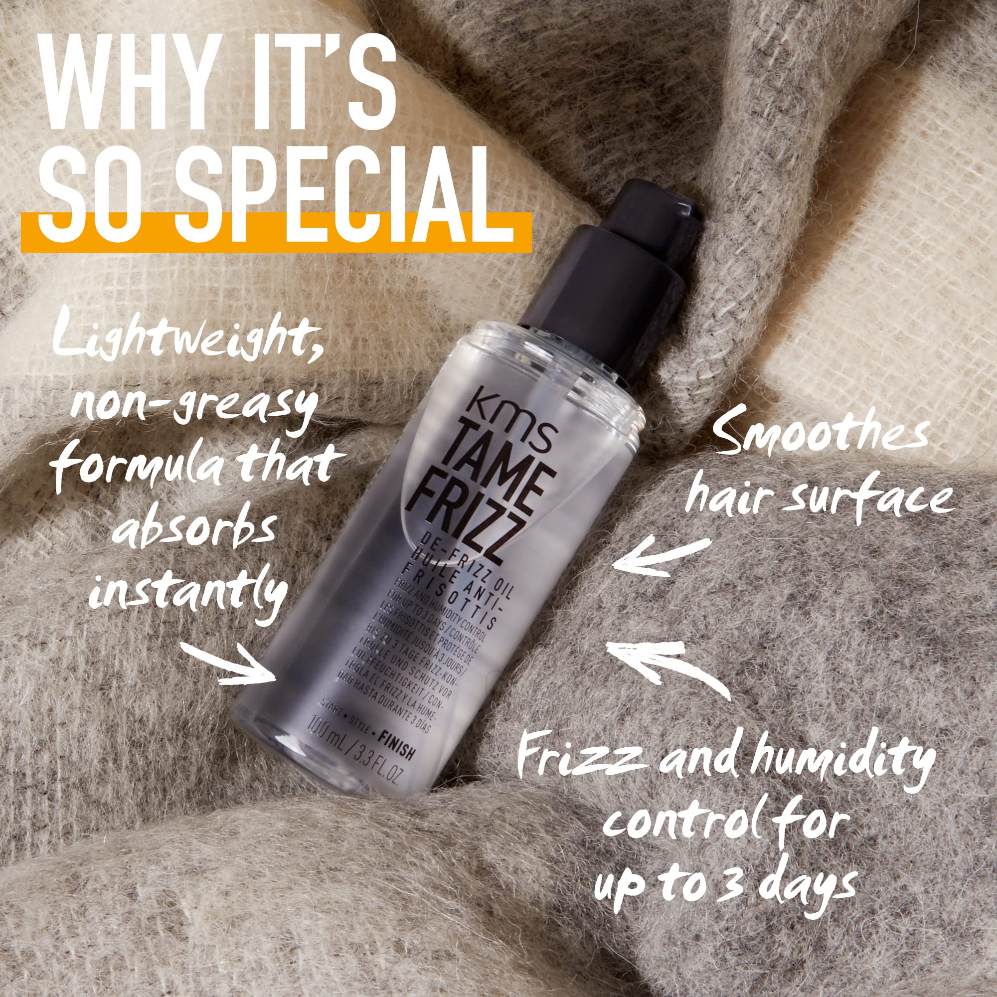 KMS TAMEFRIZZ De-Frizz Hair Oil for Medium to Thick, Coarse Hair (100 ml)