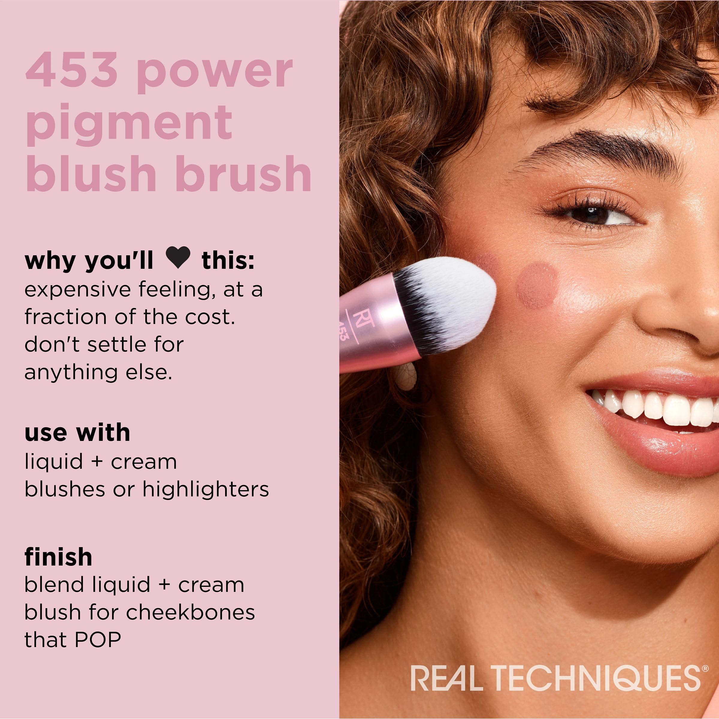 Real Techniques Power Pigment Blush Makeup Brush 453 for Liquid and Cream Blush 3