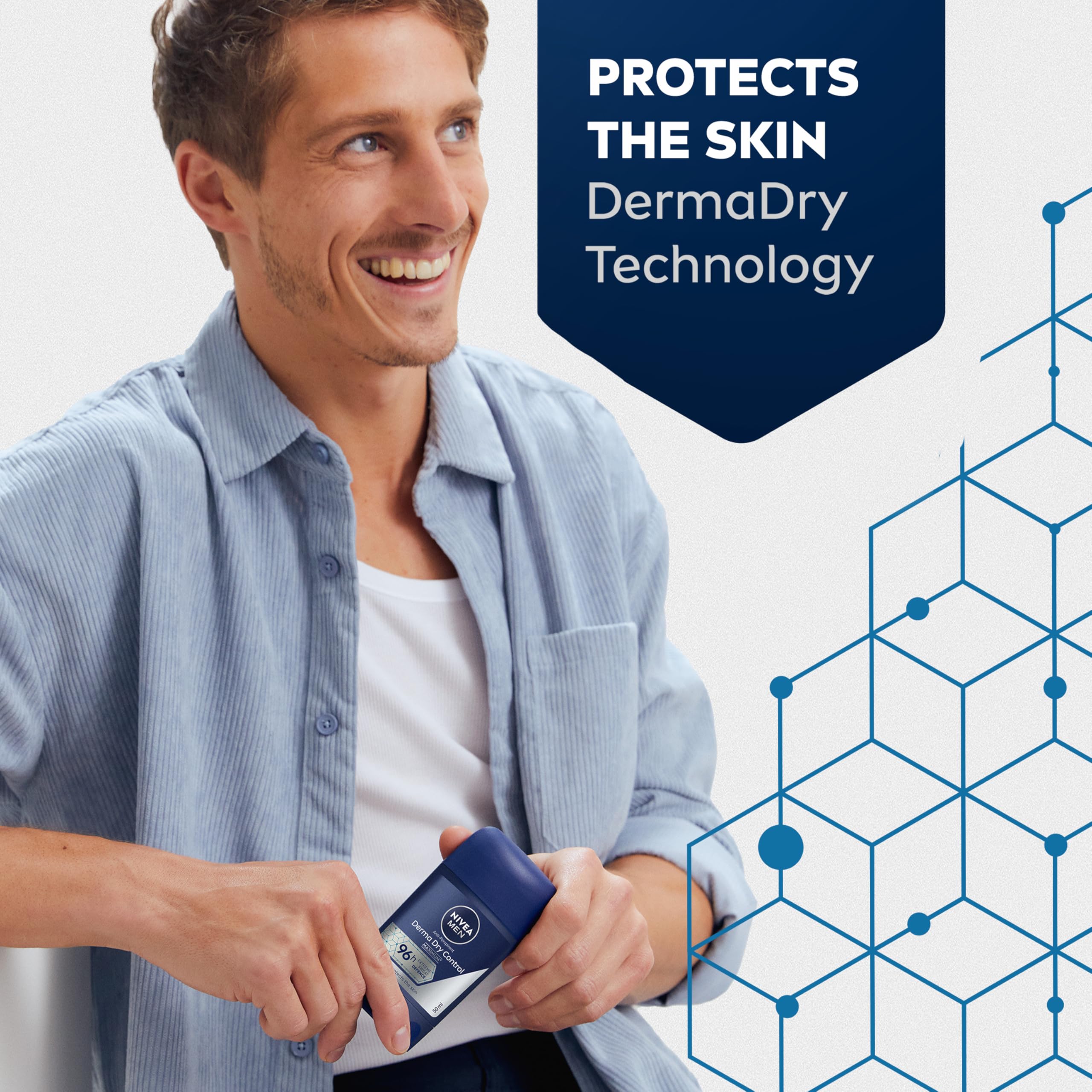 NIVEA MEN Derma Dry Control Stick Anti-Perspirant Deodorant for Men, 96H Sweat Protection 3