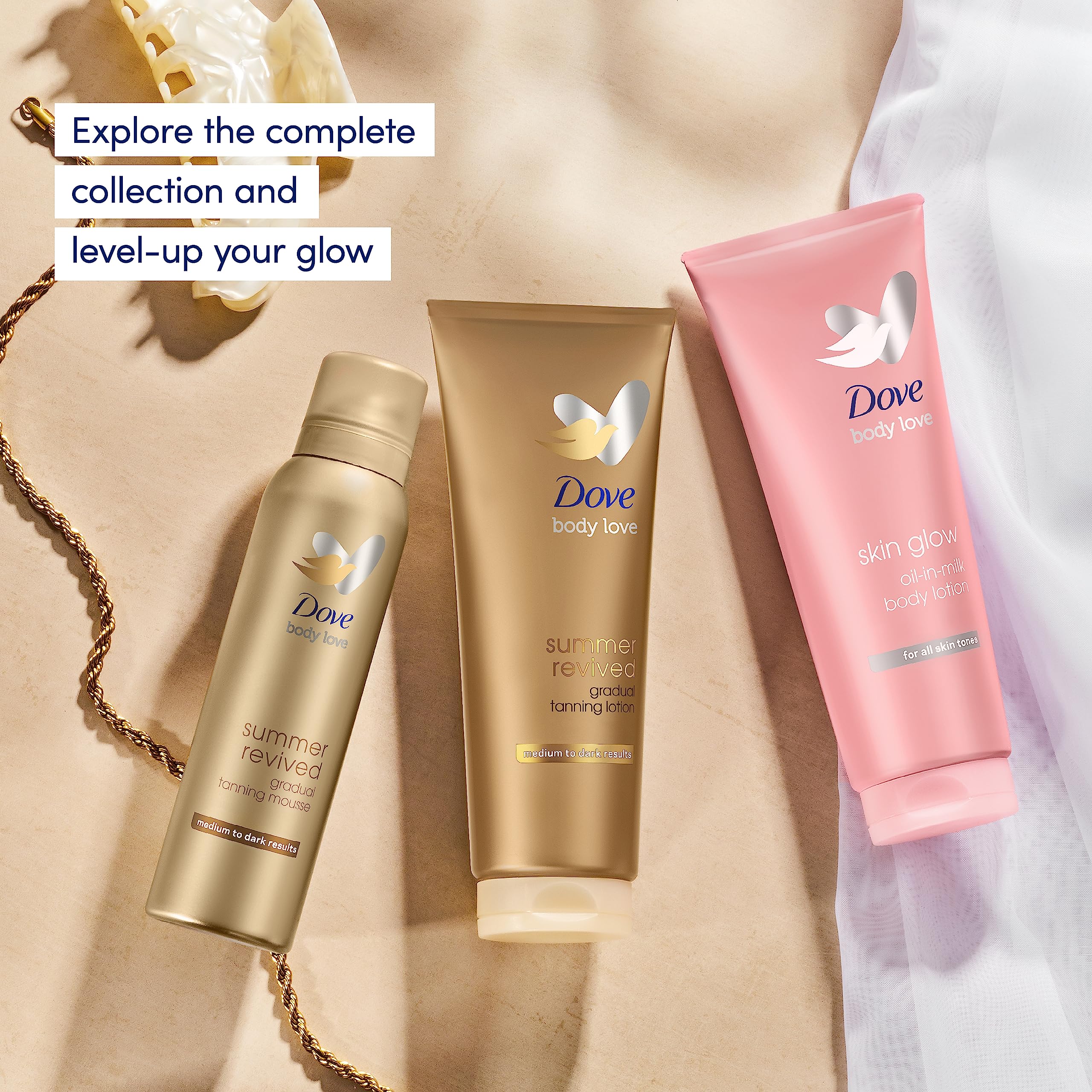 Dove Summer Revived Medium to Dark Gradual Tanning Lotion for Radiant Glow, 200 ml 3