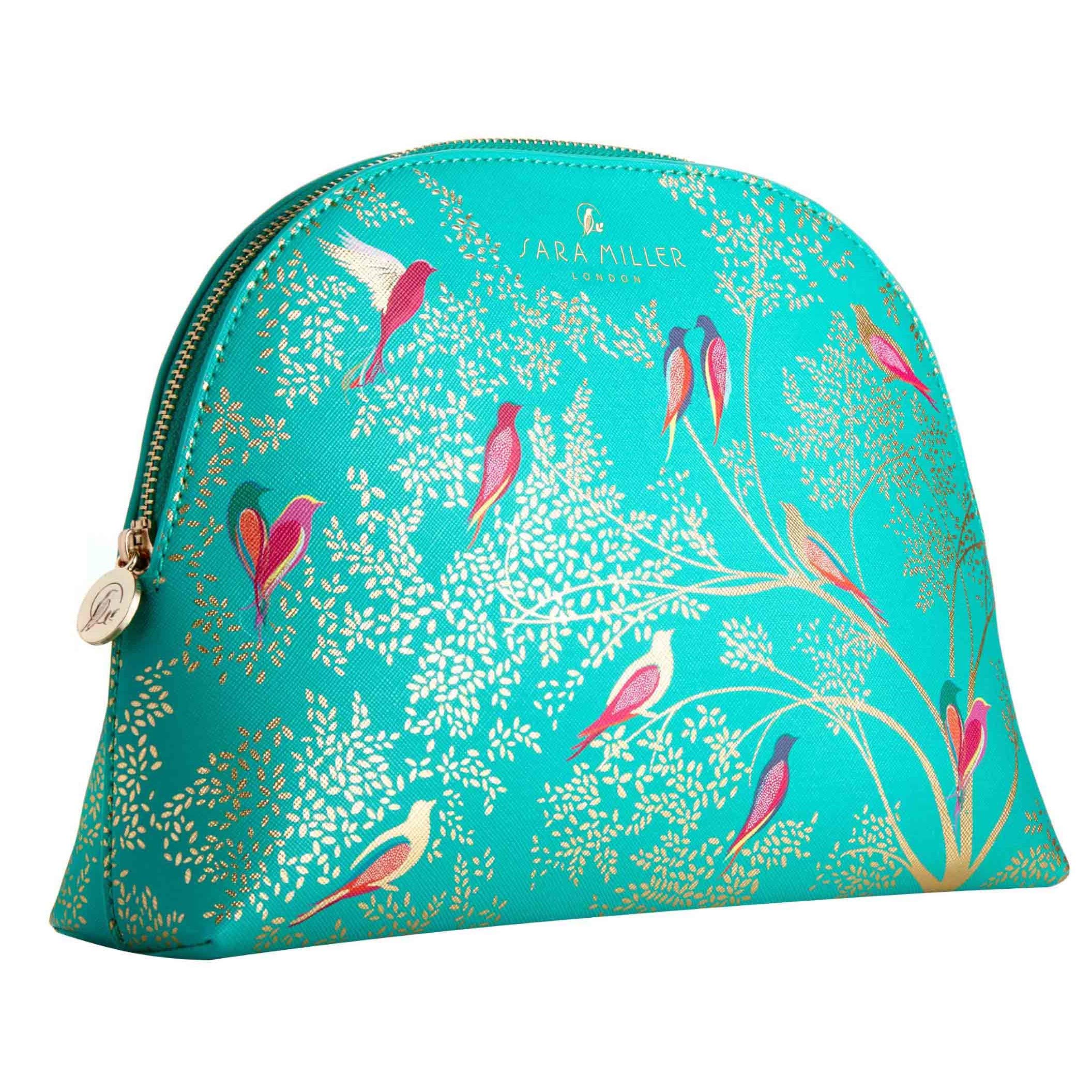 Sara Miller London Chelsea Large Cosmetic Bag - Exotic Birds Print, Green 3
