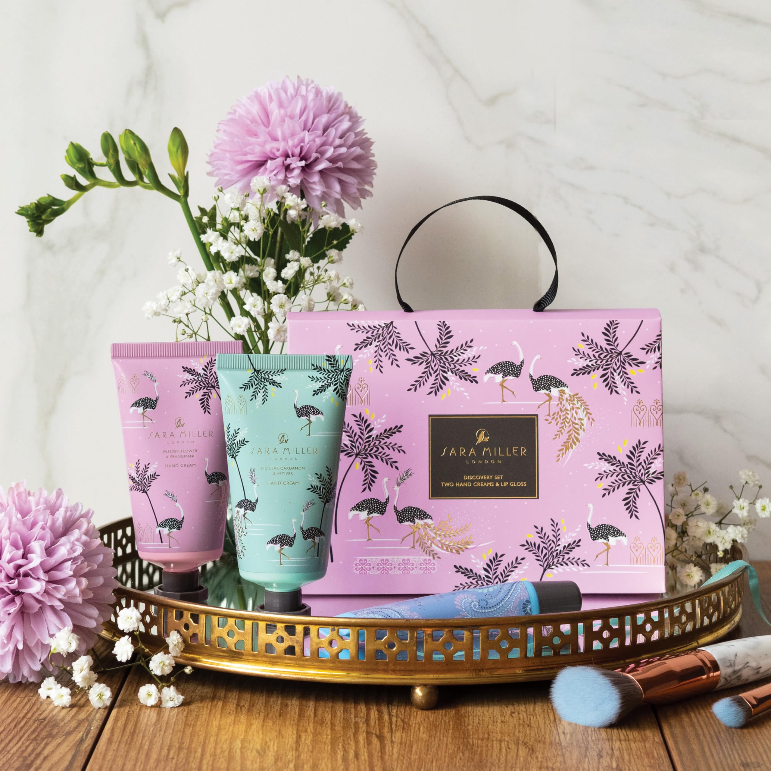 Sara Miller London Hand Cream & Lip Gloss Travel Set with Handbag Carton 6