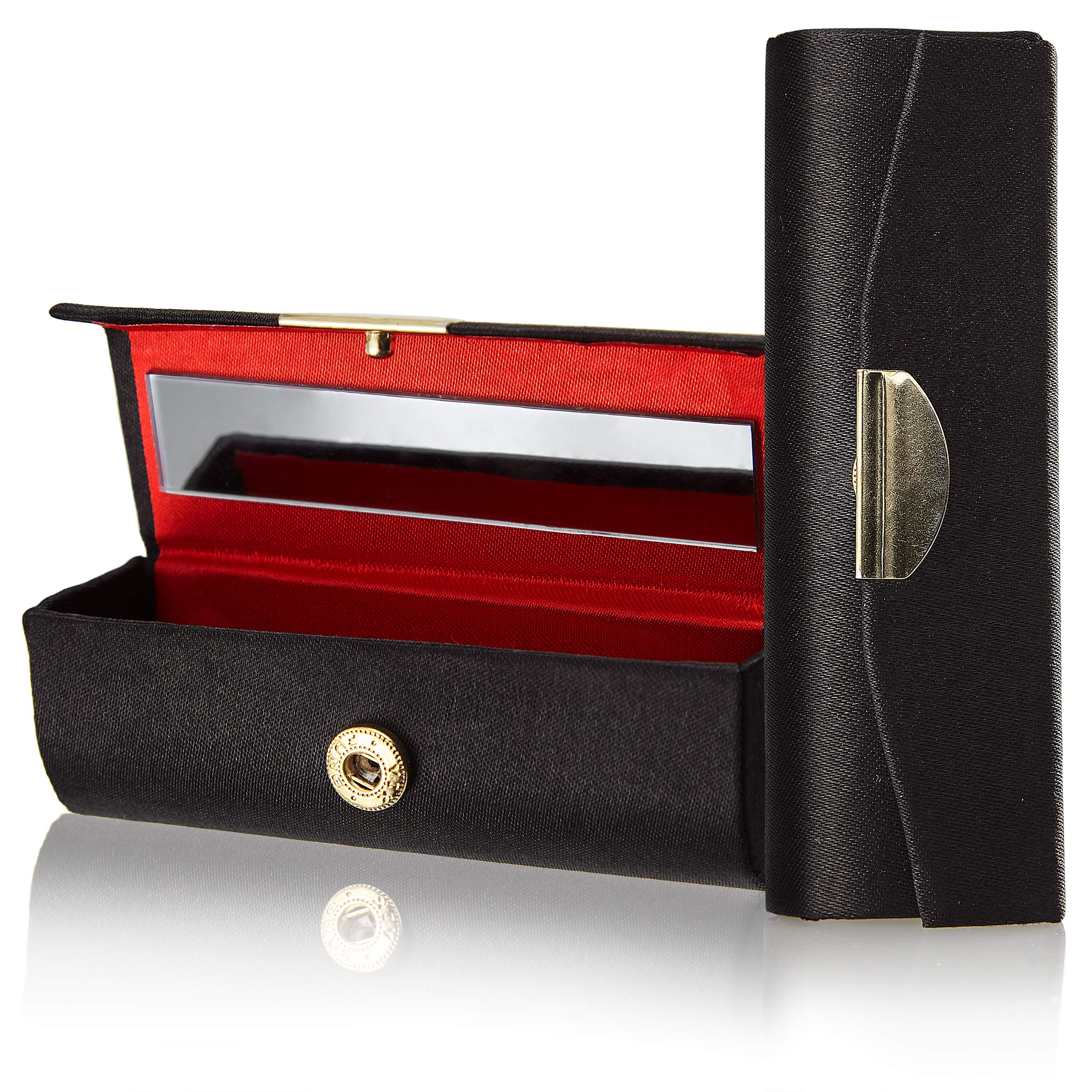 Fantasia Portable Lipstick Case with Mirror - Black Vintage Storage for Cosmetics & Jewelry 5