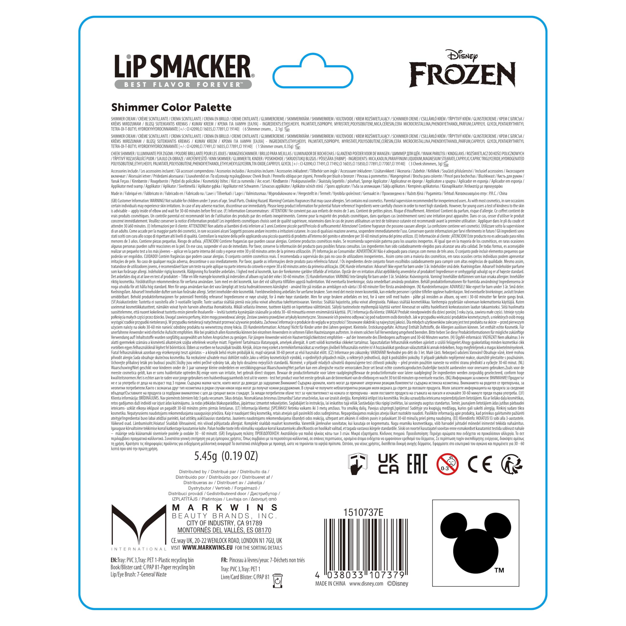 Lip Smacker Frozen Shimmer Color Palette 12-Piece Makeup Set for Kids 3