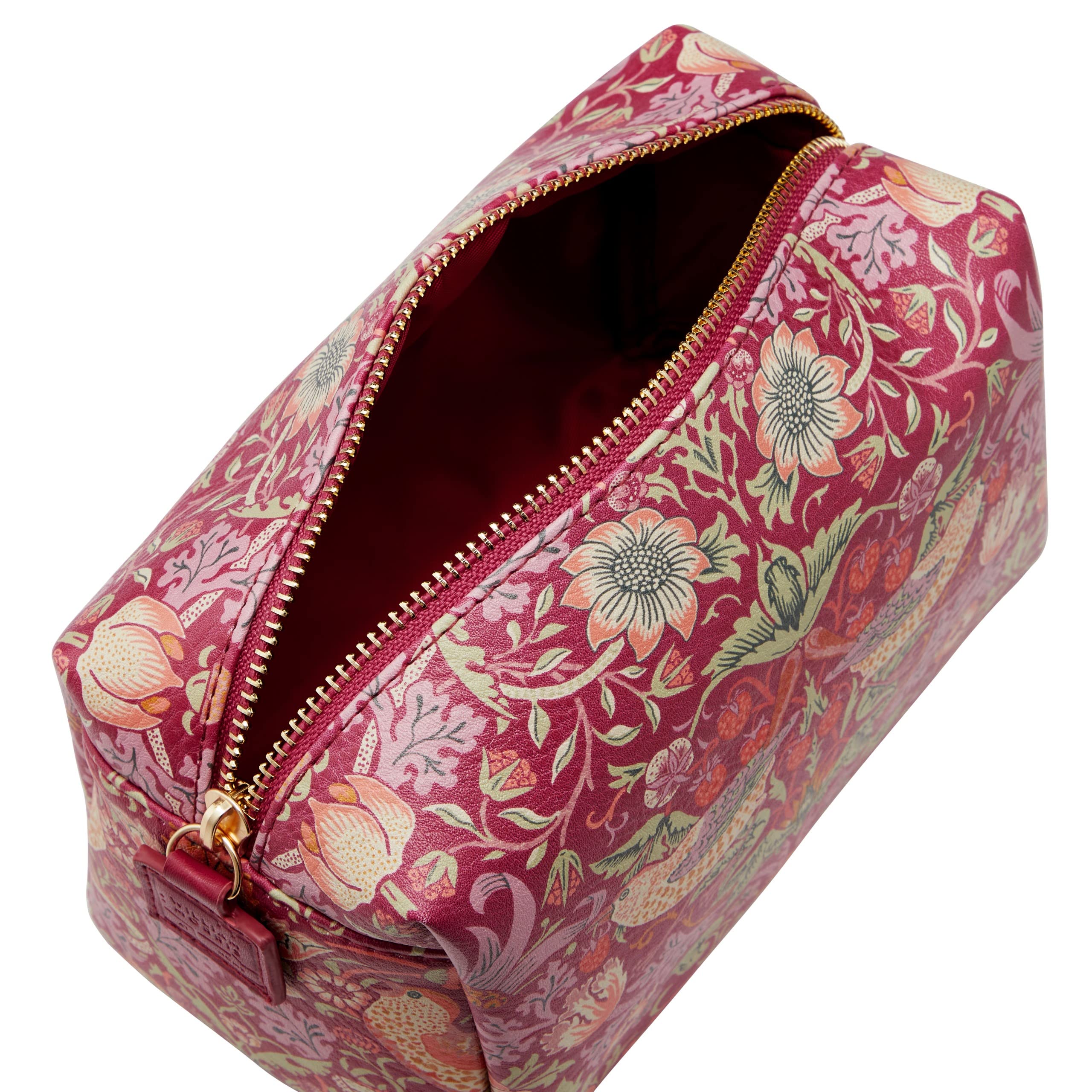 William Morris At Home Vegan Leather Wash Bag with Strawberry Thief Print 3