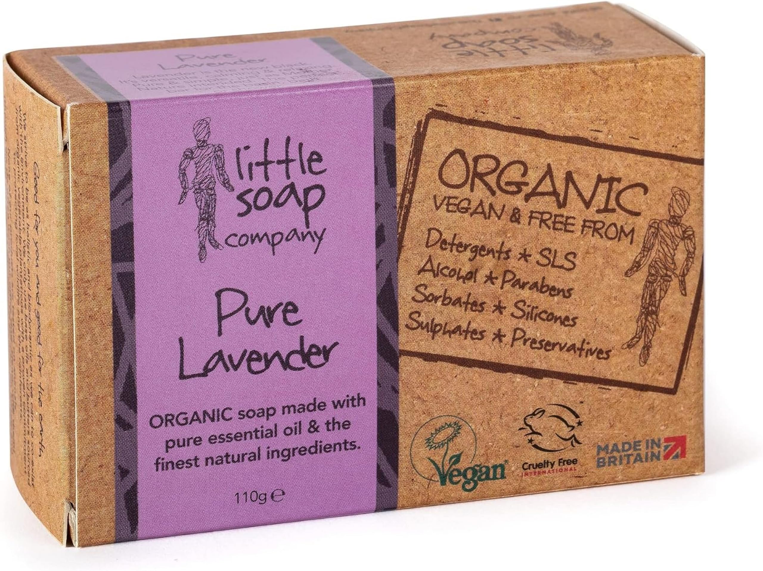 Little Soap Company Organic Lavender Soap Bar - Vegan, Cruelty-Free, Natural (110g)