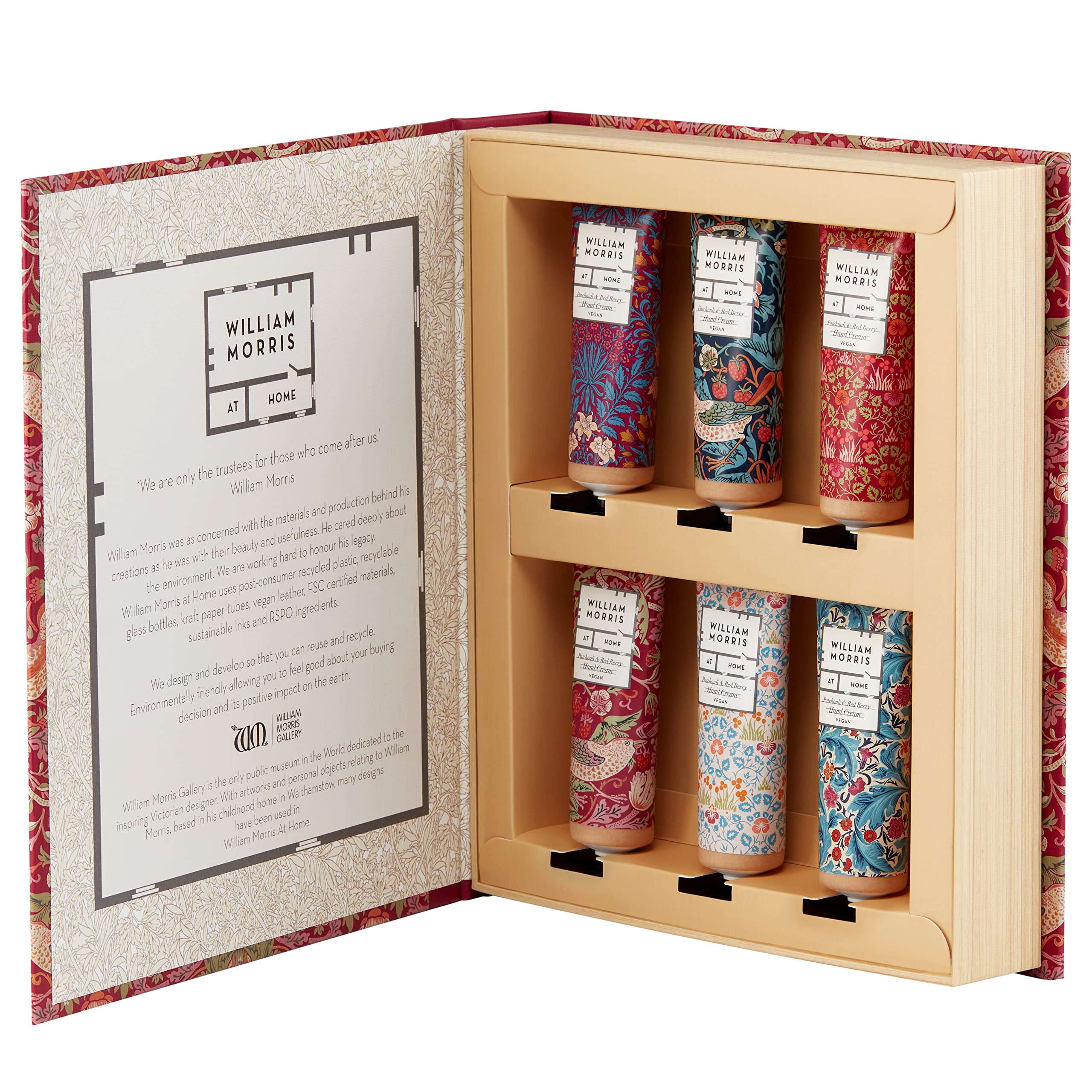 WILLIAM MORRIS AT HOME Hand Cream Set (6x 30ml) with Shea Butter, Patchouli & Red Berry