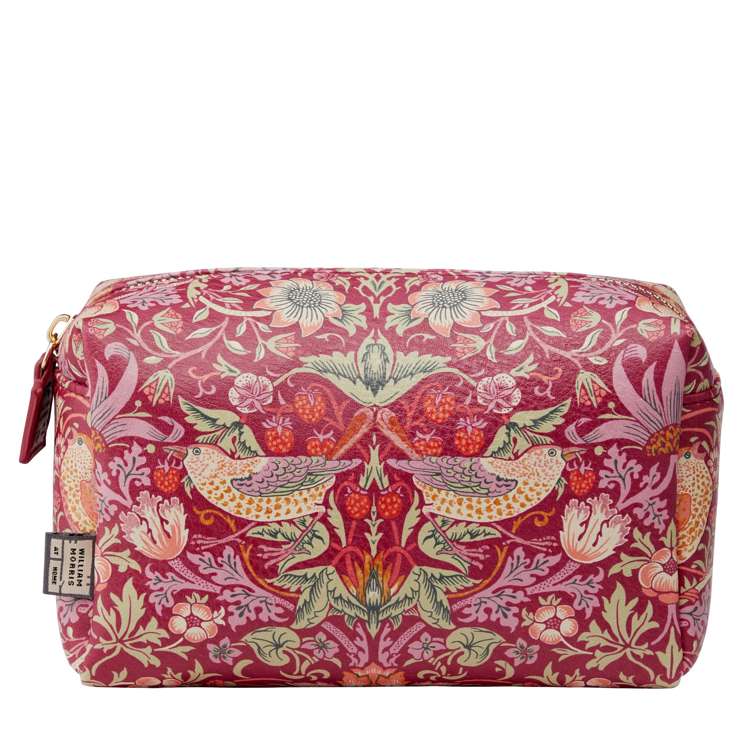 William Morris At Home Vegan Leather Wash Bag with Strawberry Thief Print