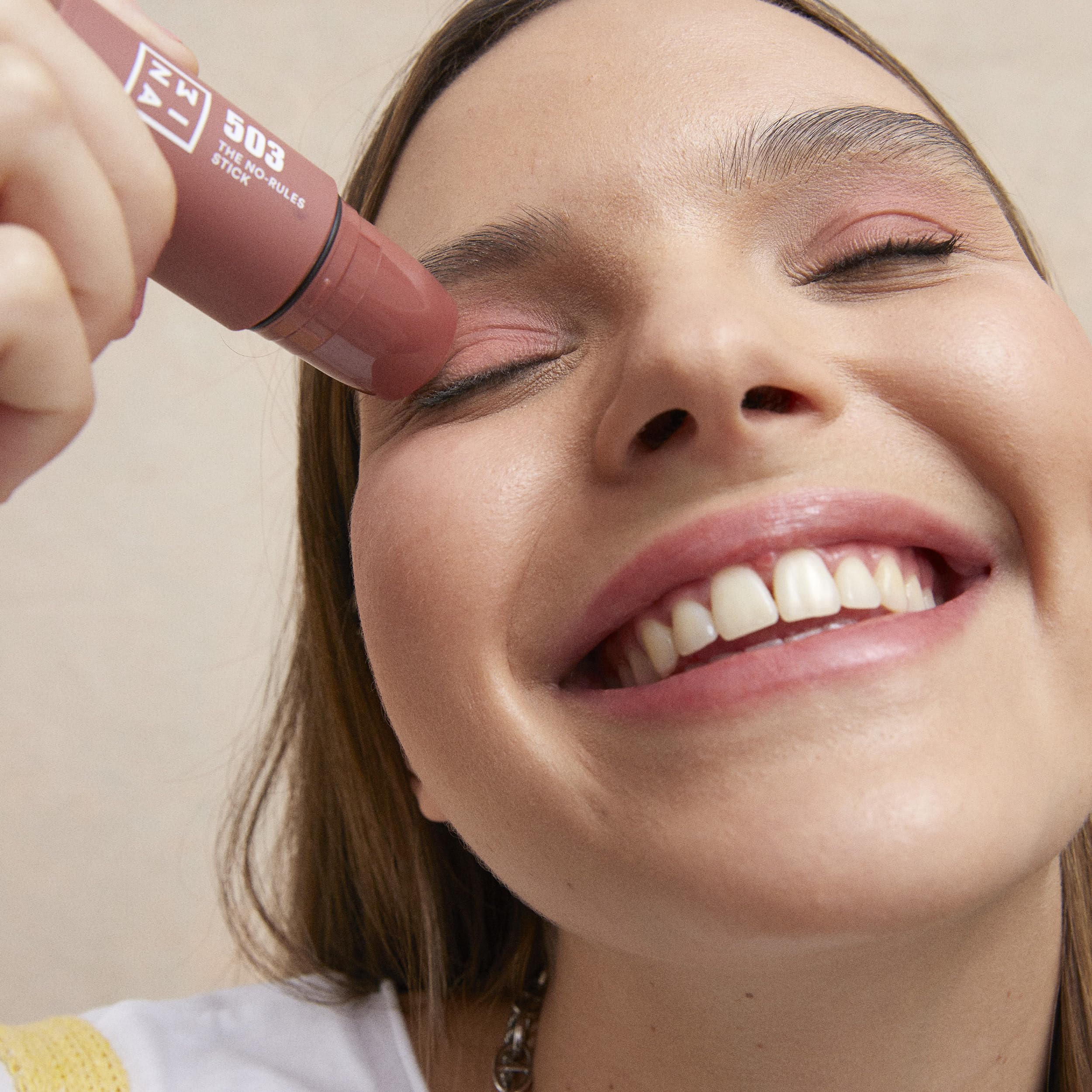 3INA The No-Rules Stick 503 Nude Blush Matte Cream for Eyes, Lips & Cheeks with Hyaluronic Acid