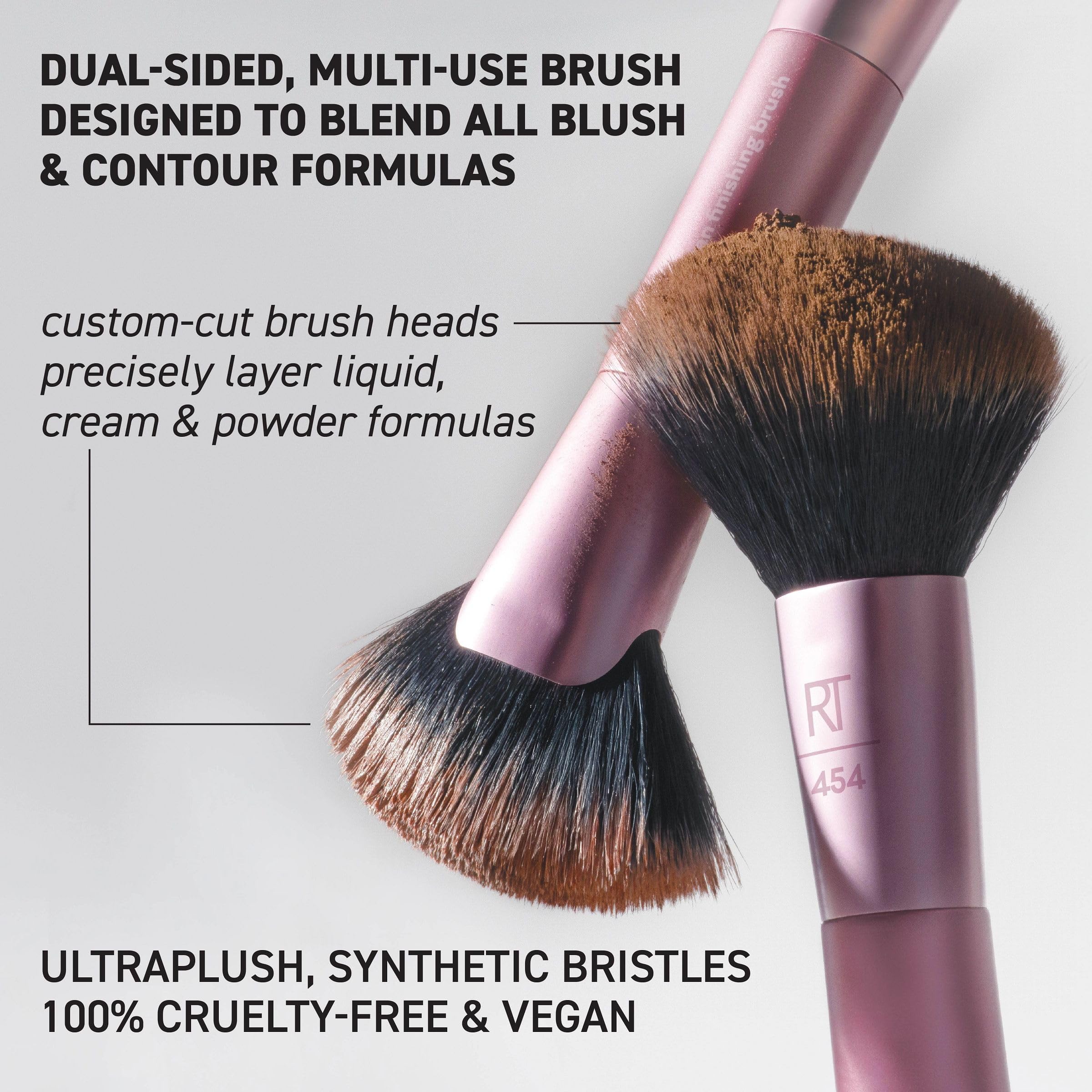 REAL TECHNIQUES Angled Fan Finishing Brush - Dual-Sided Sculpting & Blending Makeup Tool 3
