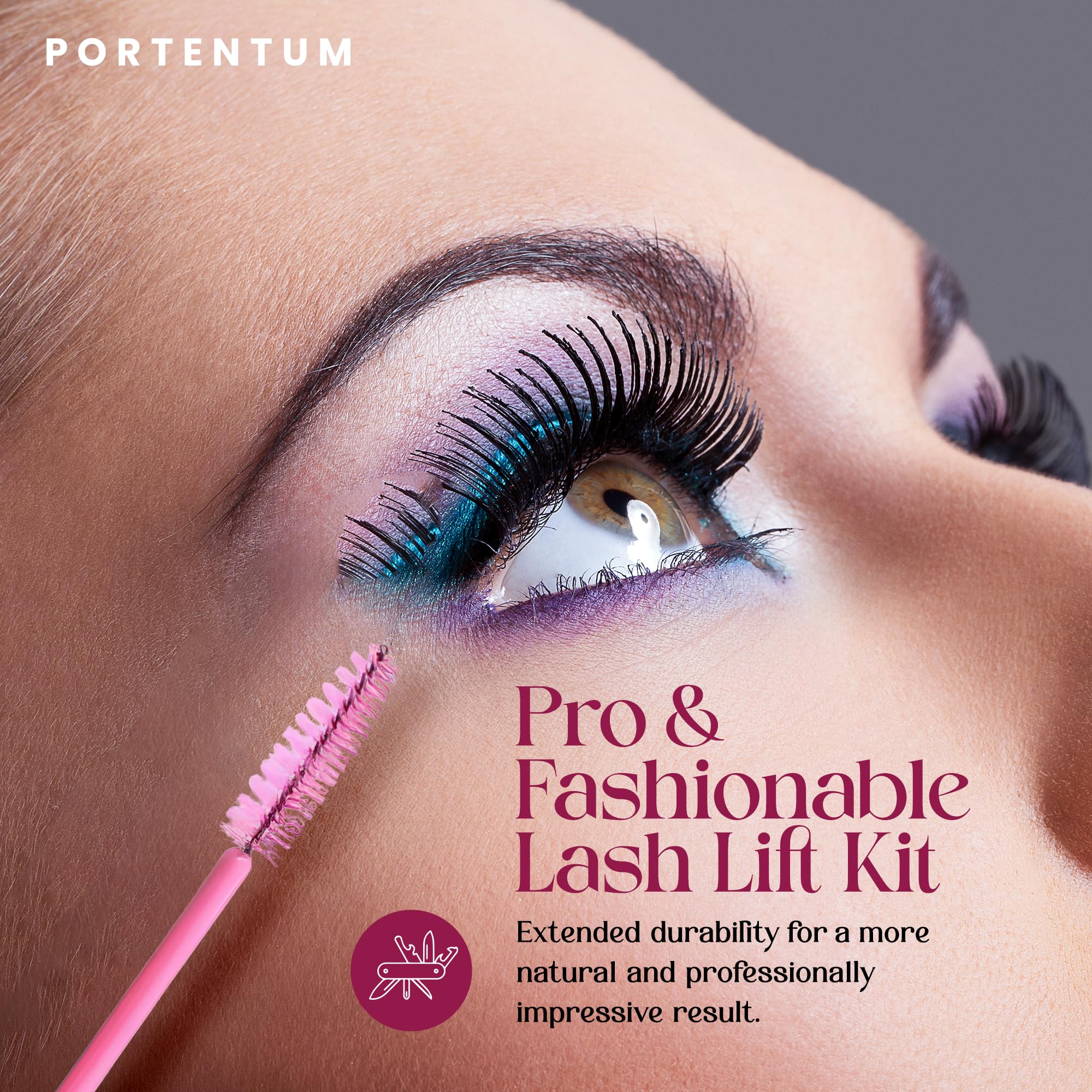 PORTENTUM 2024 Updated Eyelash Lift Kit for Professional Semi-Permanent Curls